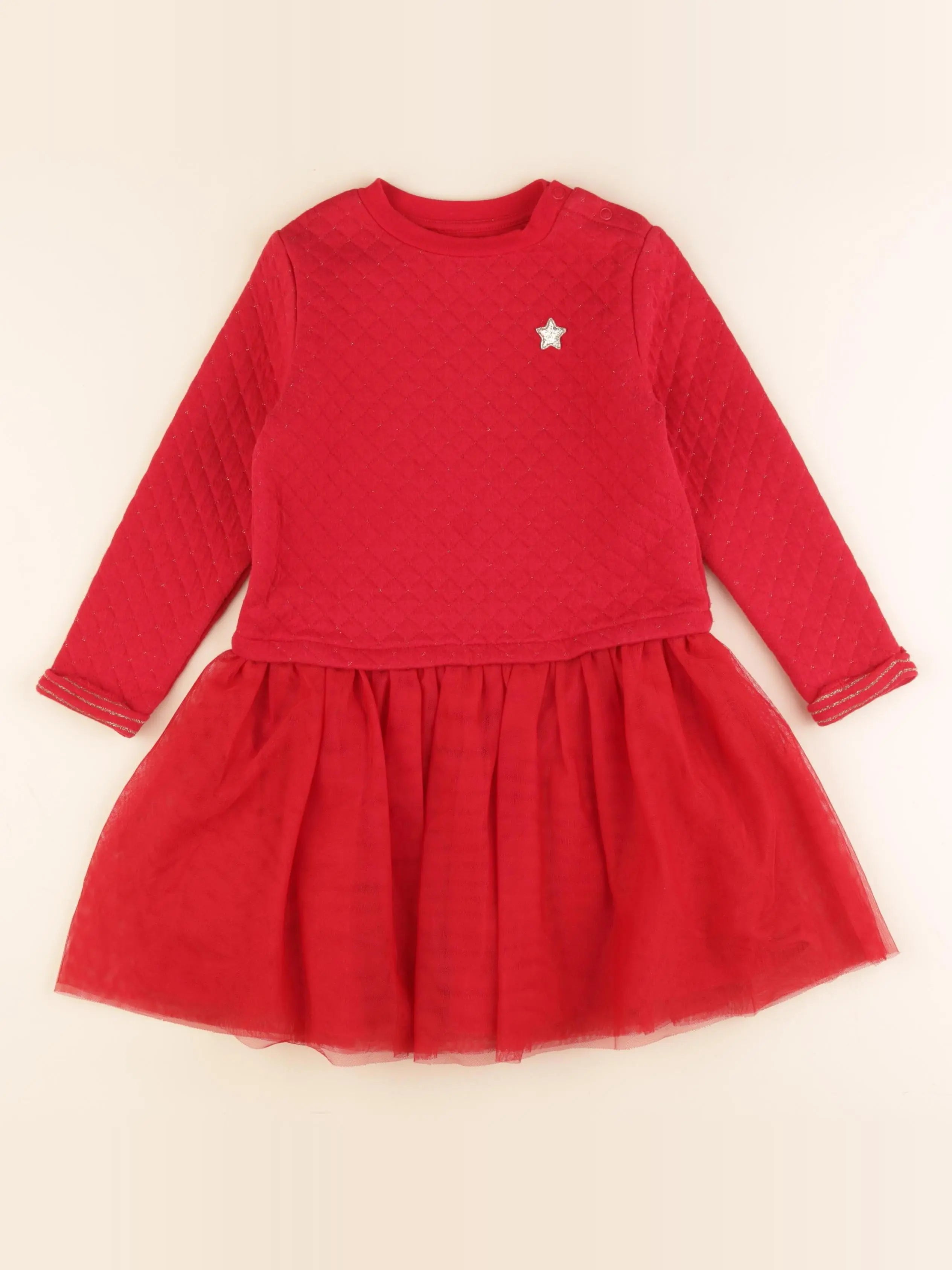 Vertbaudet - robe rouge, or - 5 ans