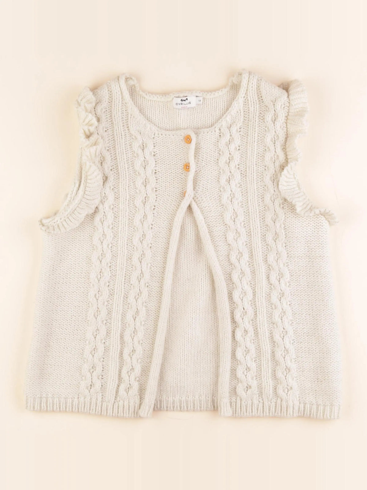 Cyrillus - gilet beige, or - 12 ans