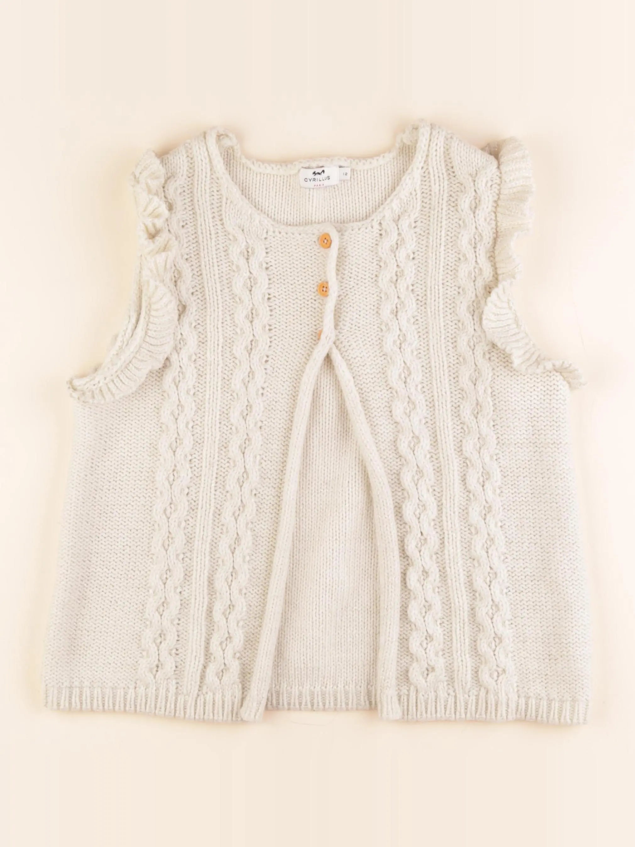 Cyrillus - gilet beige, or - 12 ans
