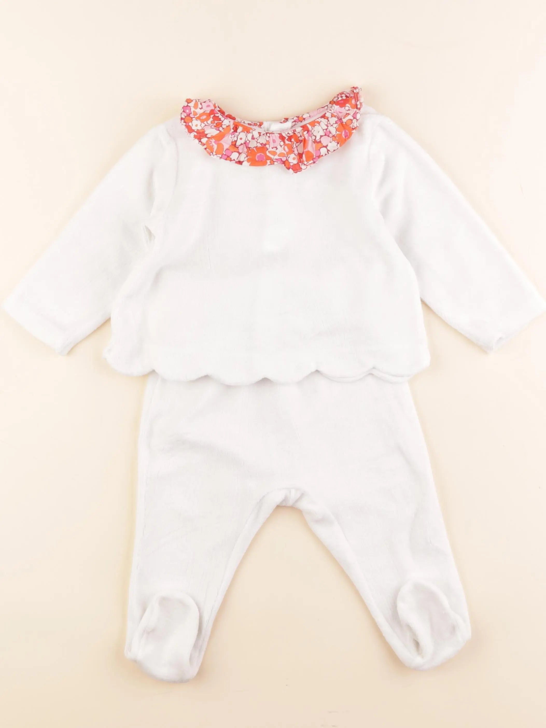 Jacadi - pyjama velours blanc - 12 mois