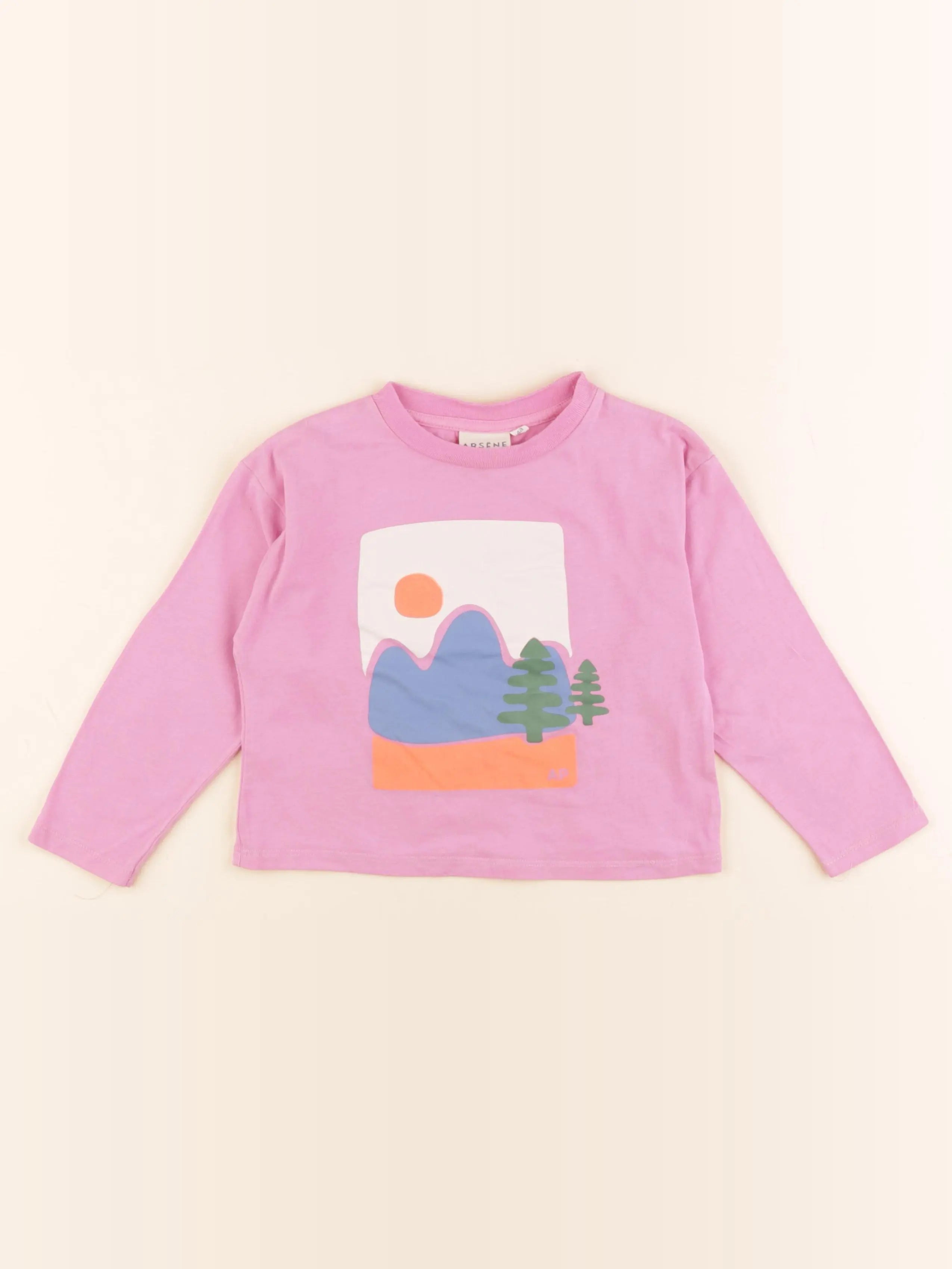 Arsène et les pipelettes - tee-shirt rose - 4 ans