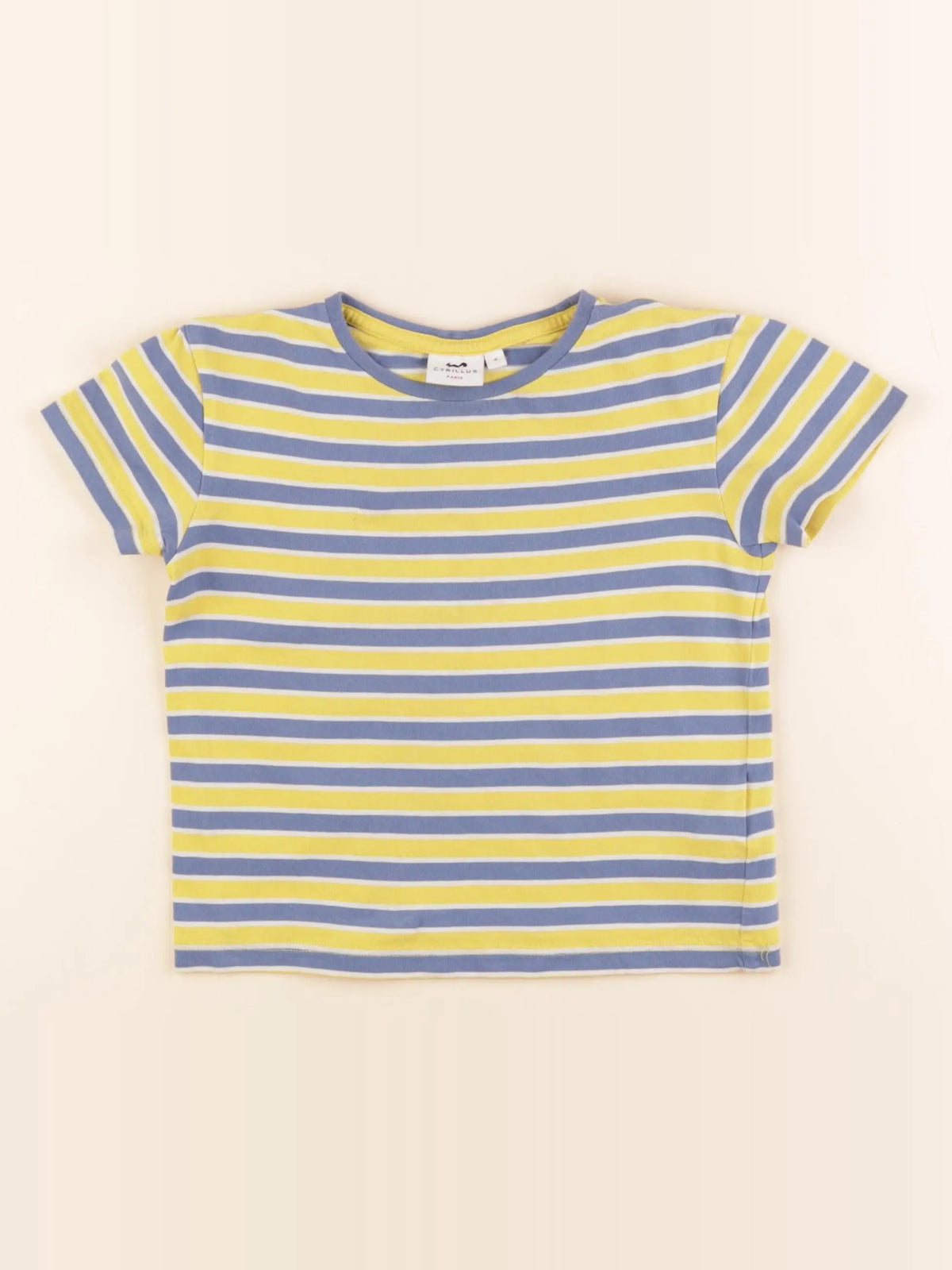 Cyrillus - tee-shirt jaune, bleu - 4 ans