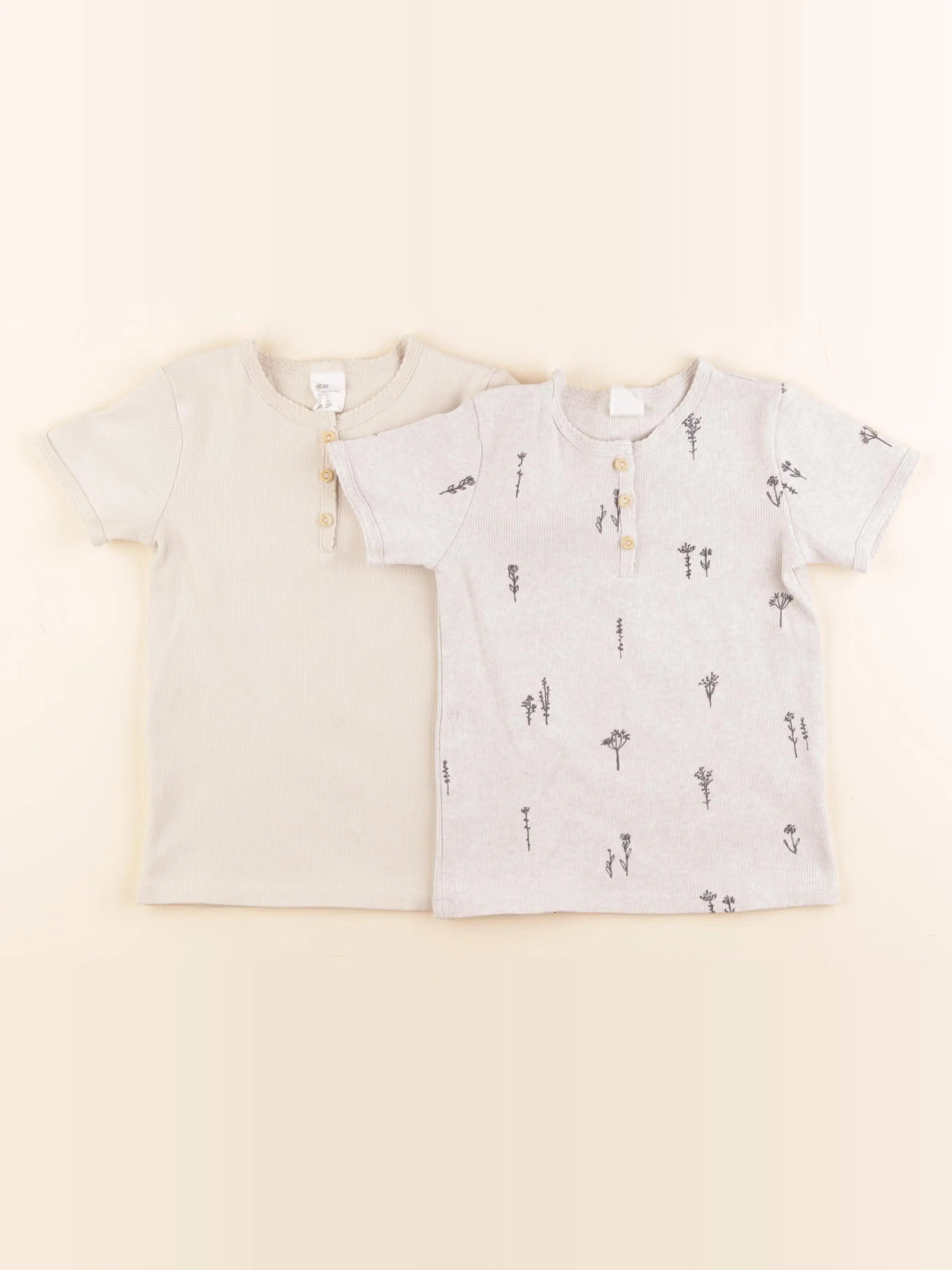 H&M - lot de 2 maillots de corps beige - 3/4 ans