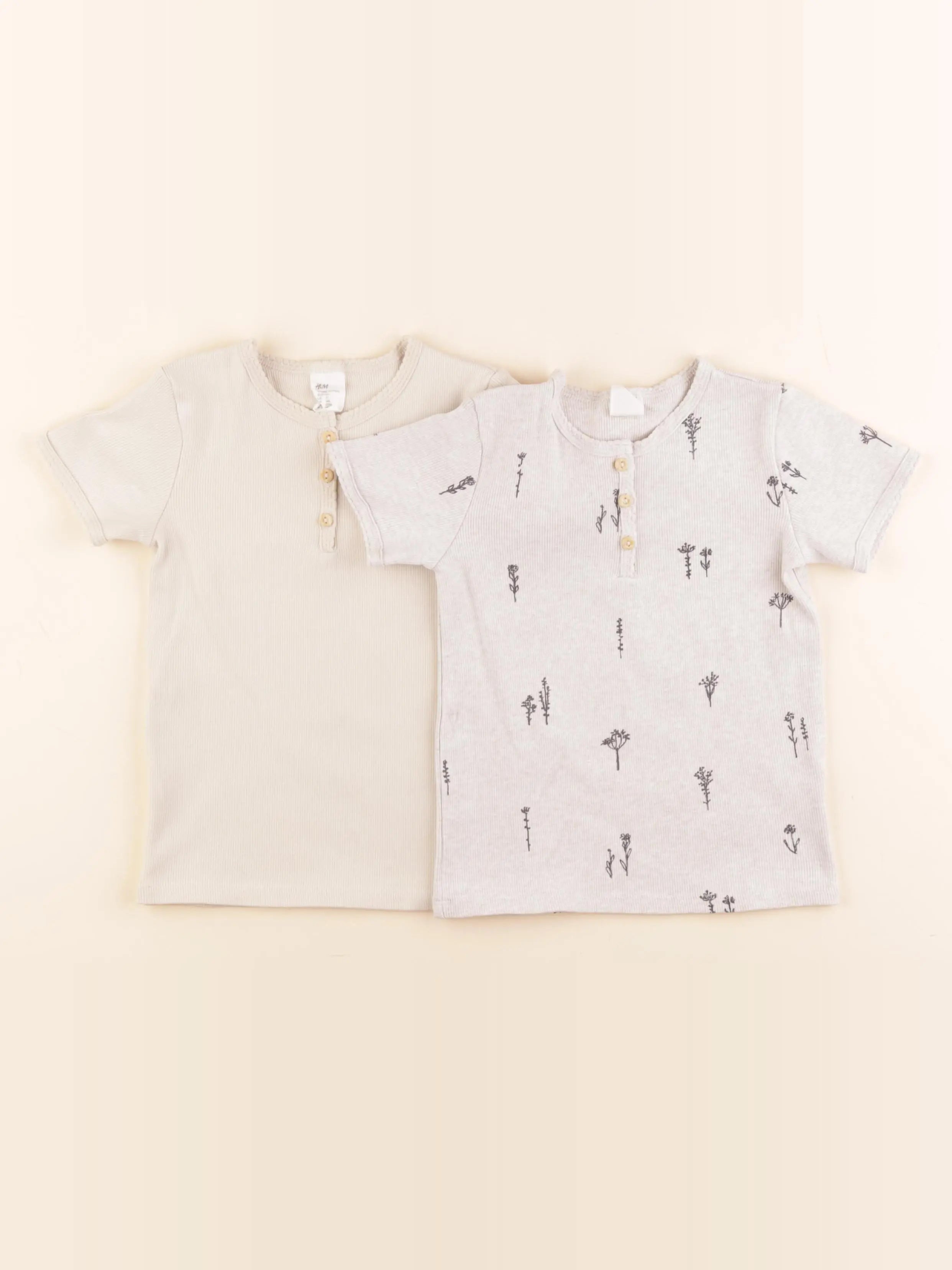 H&M - lot de 2 maillots de corps beige - 3/4 ans