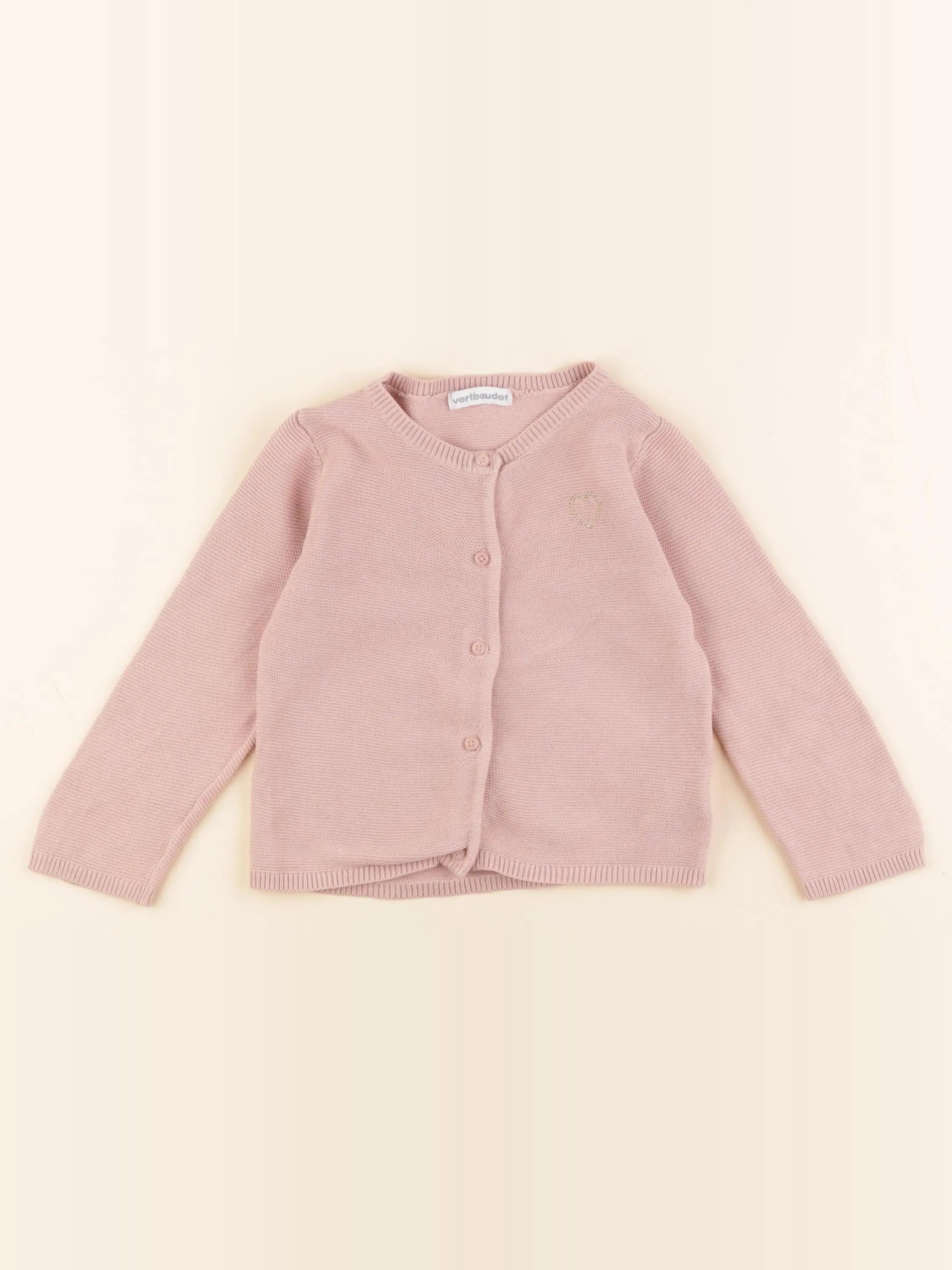 Vertbaudet - gilet rose - 12/18 mois