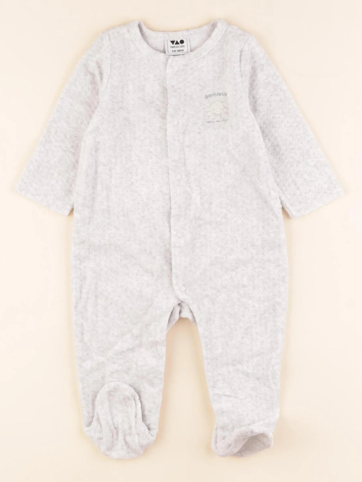 Tape à l'oeil - pyjama velours gris - 6 mois