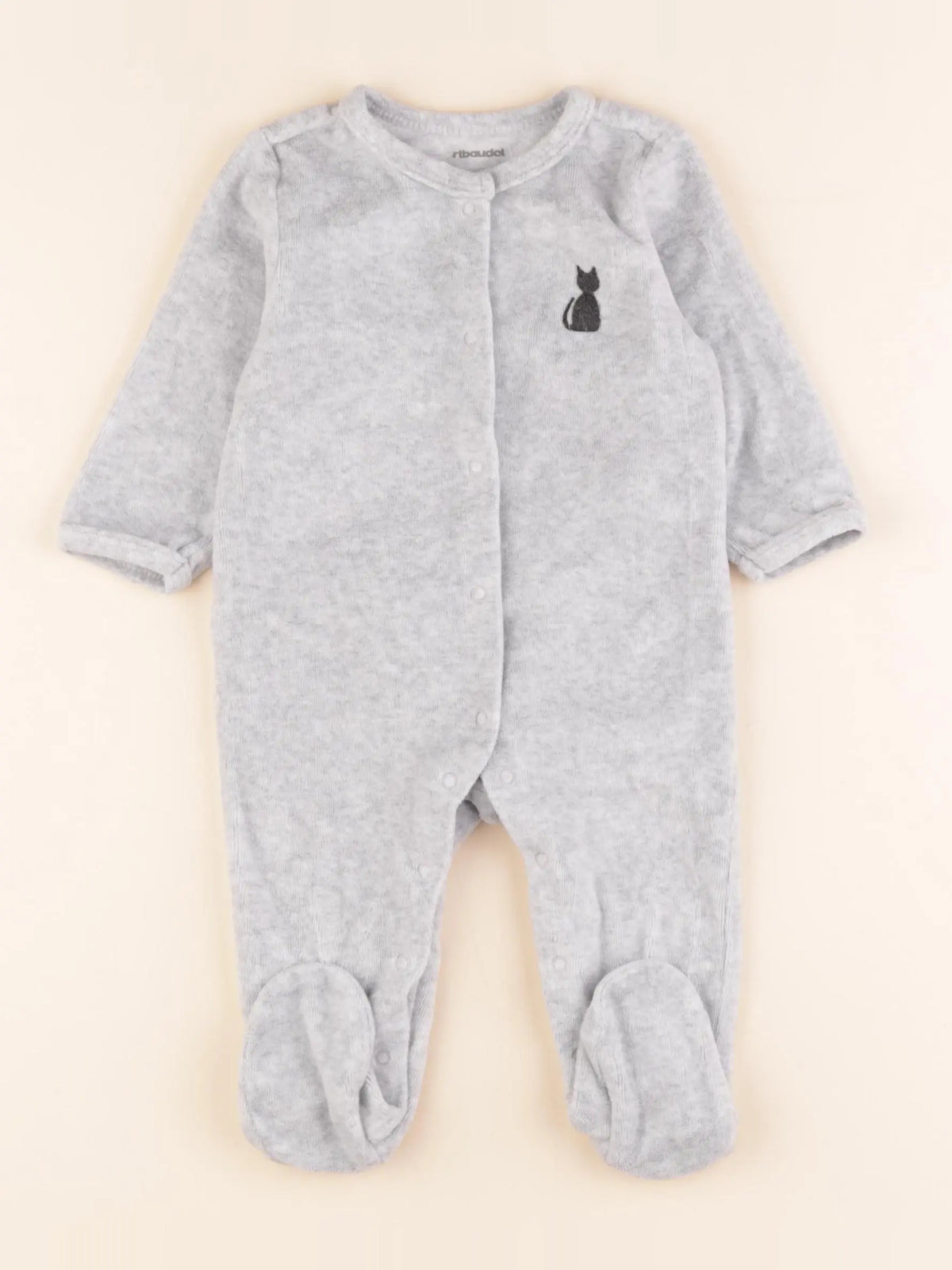 Vertbaudet - pyjama velours gris - 6 mois