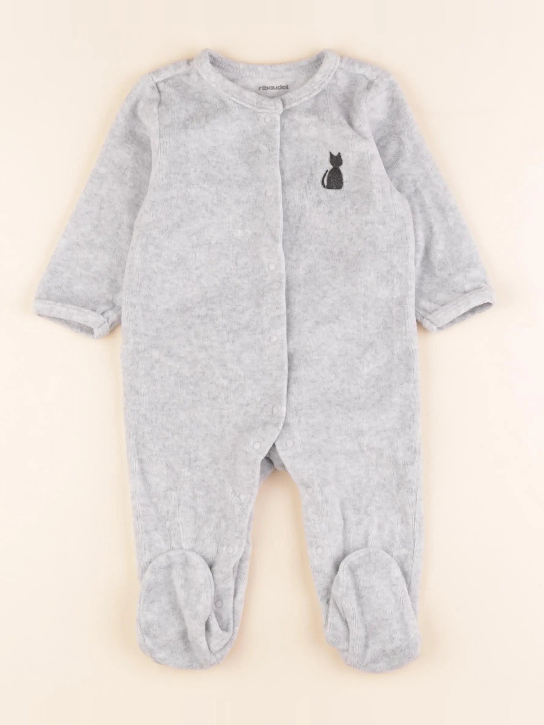 Vertbaudet - pyjama velours gris - 6 mois