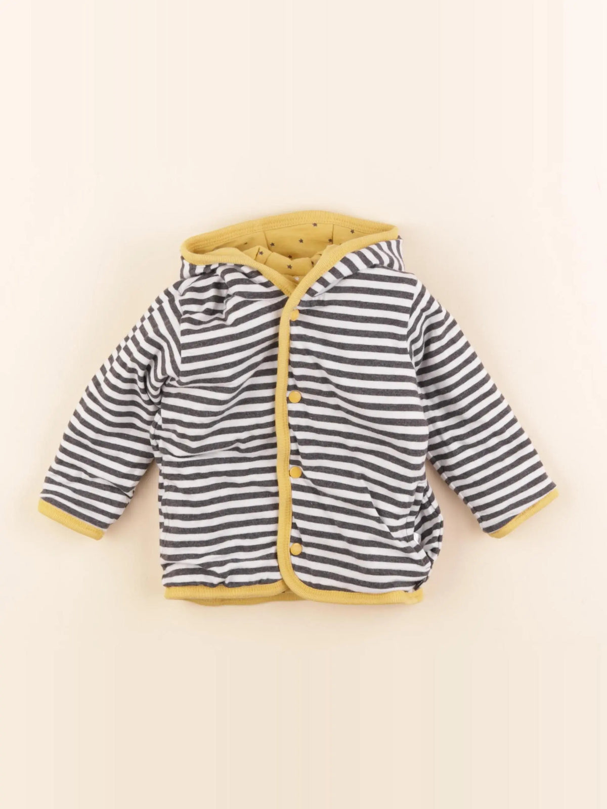 Feetje - sweat réversible jaune, gris - 3/6 mois