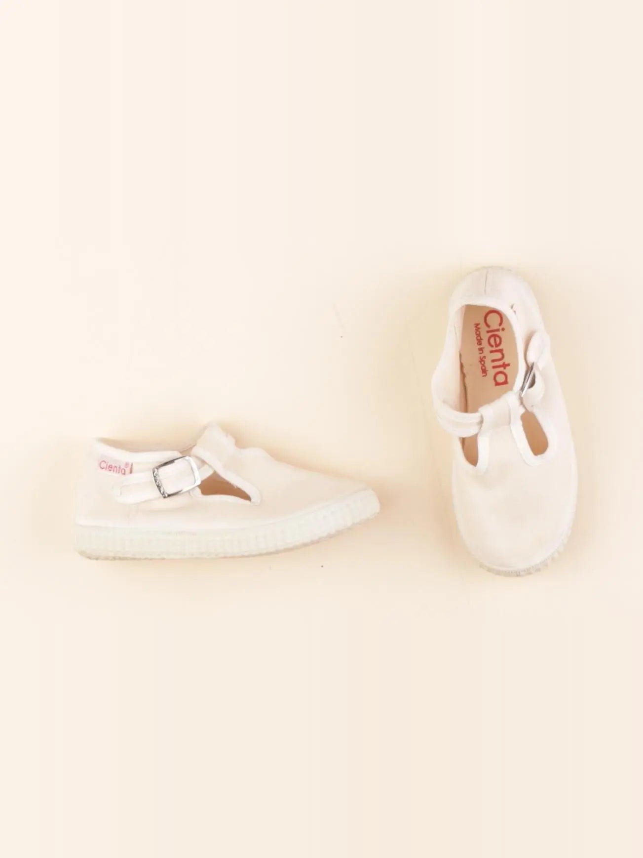 Cienta - tennis à scratch/ lacets beige - pointure 24