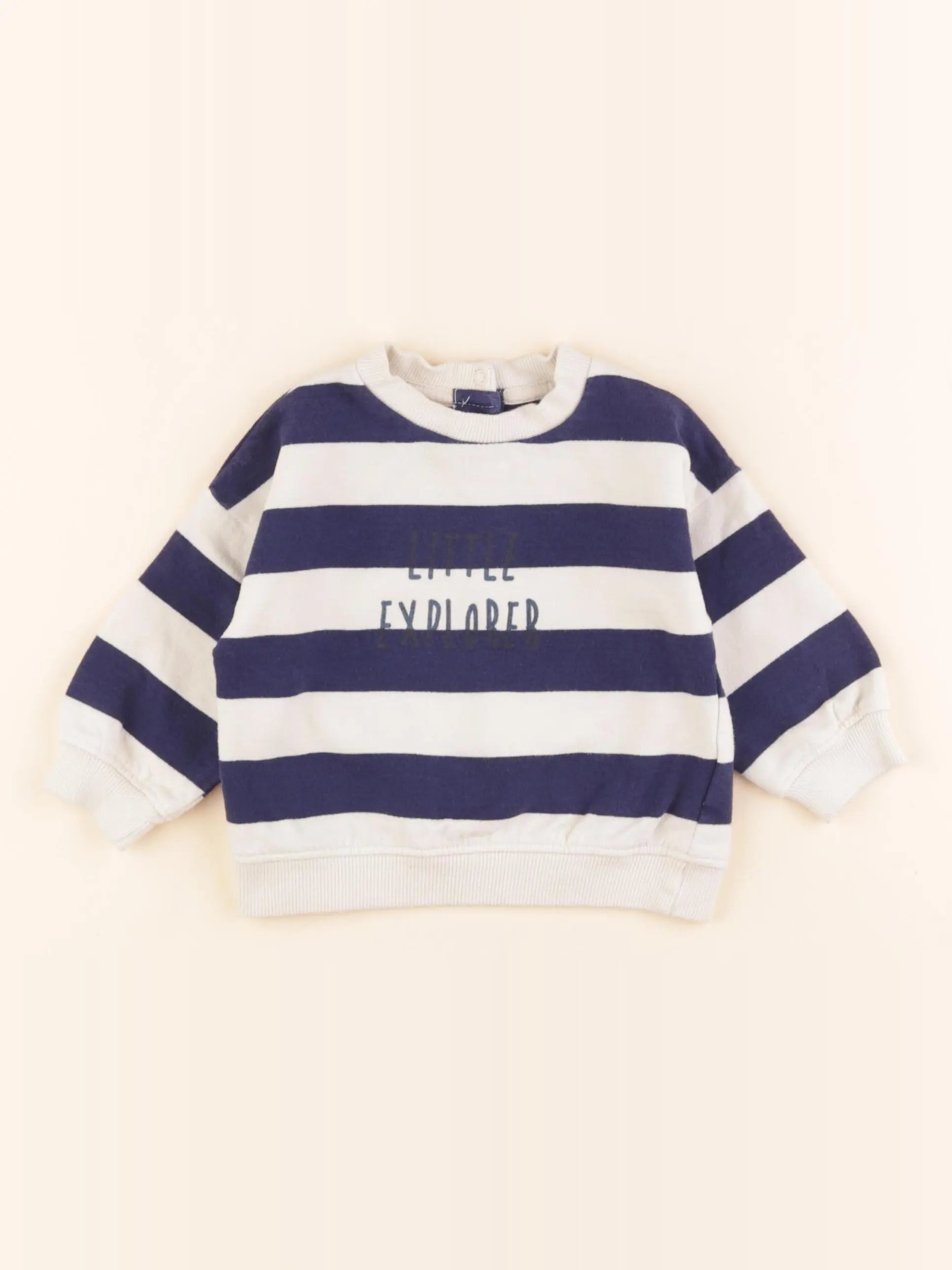Vertbaudet - sweat blanc, bleu - 9 mois