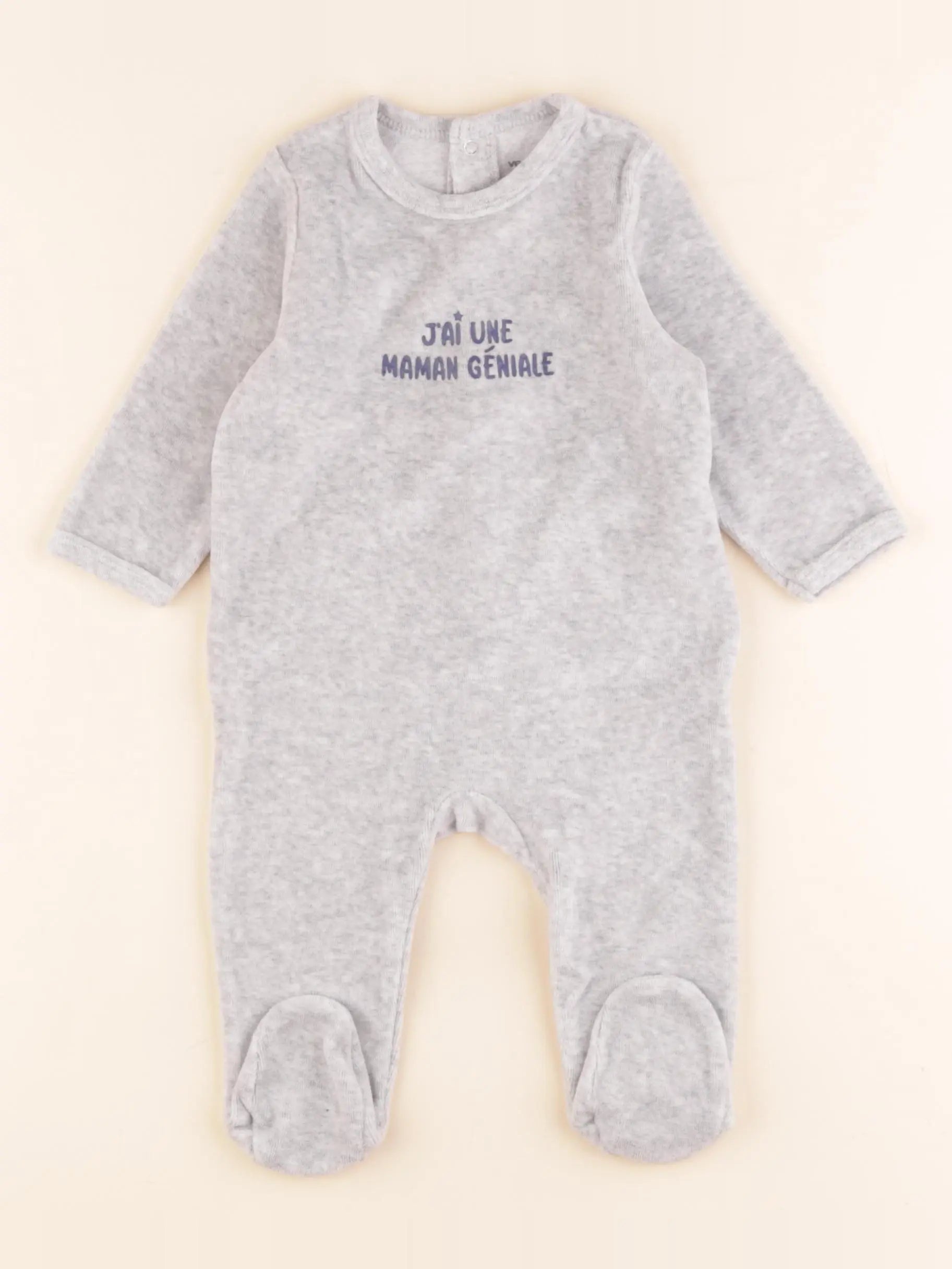 Vertbaudet - pyjama velours gris - 6 mois