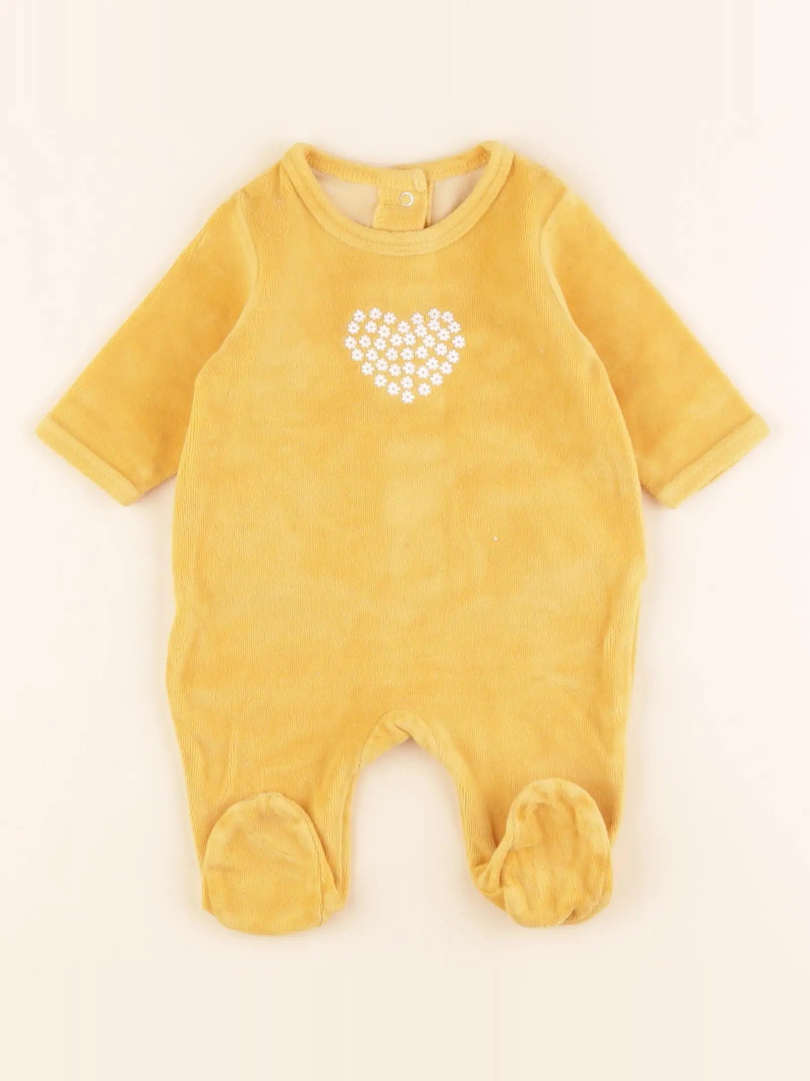 Vertbaudet - pyjama velours jaune - 1 mois