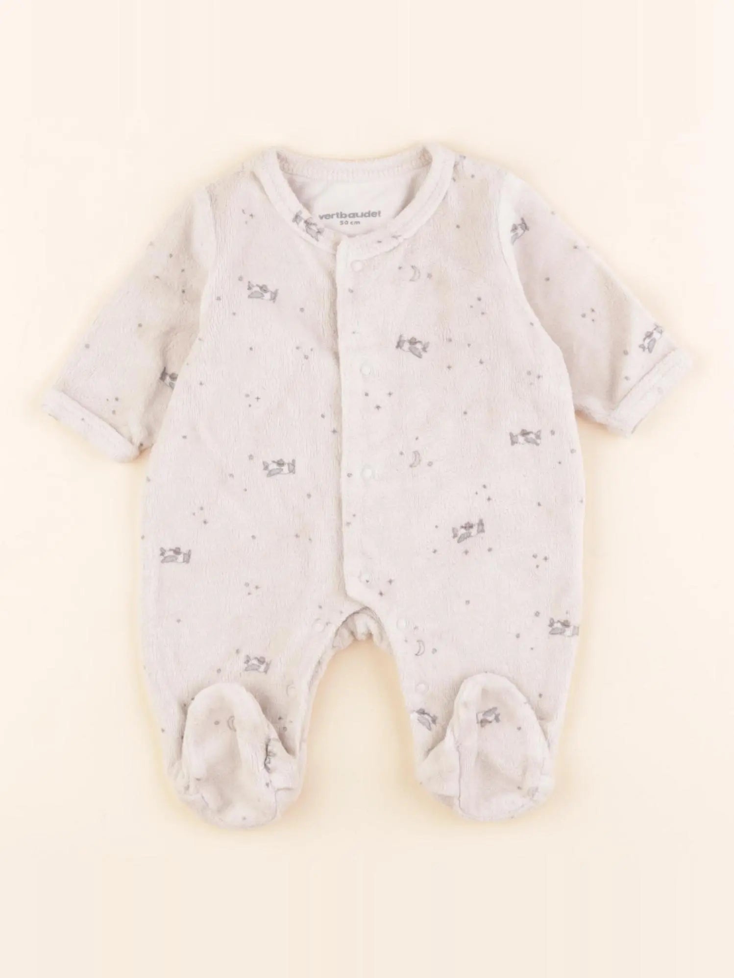 Vertbaudet - pyjama velours gris - 0 mois