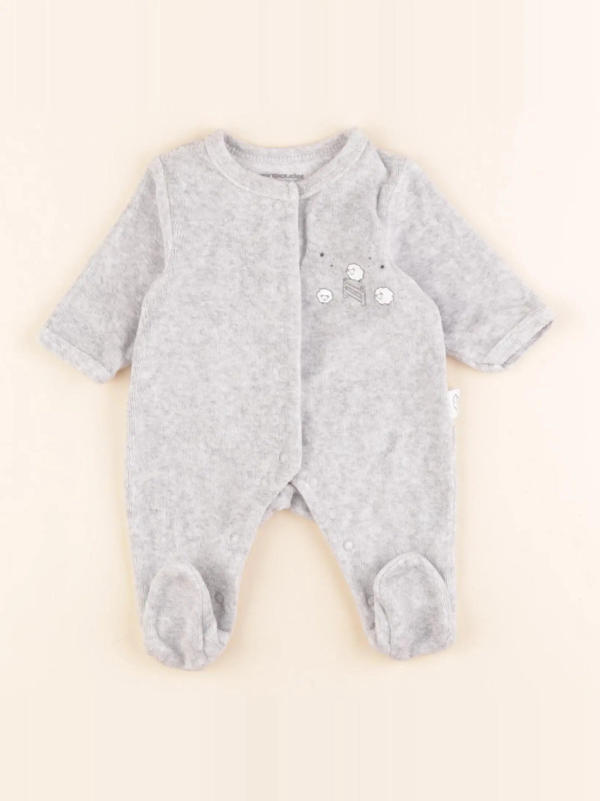 Vertbaudet - pyjama velours gris - 0 mois