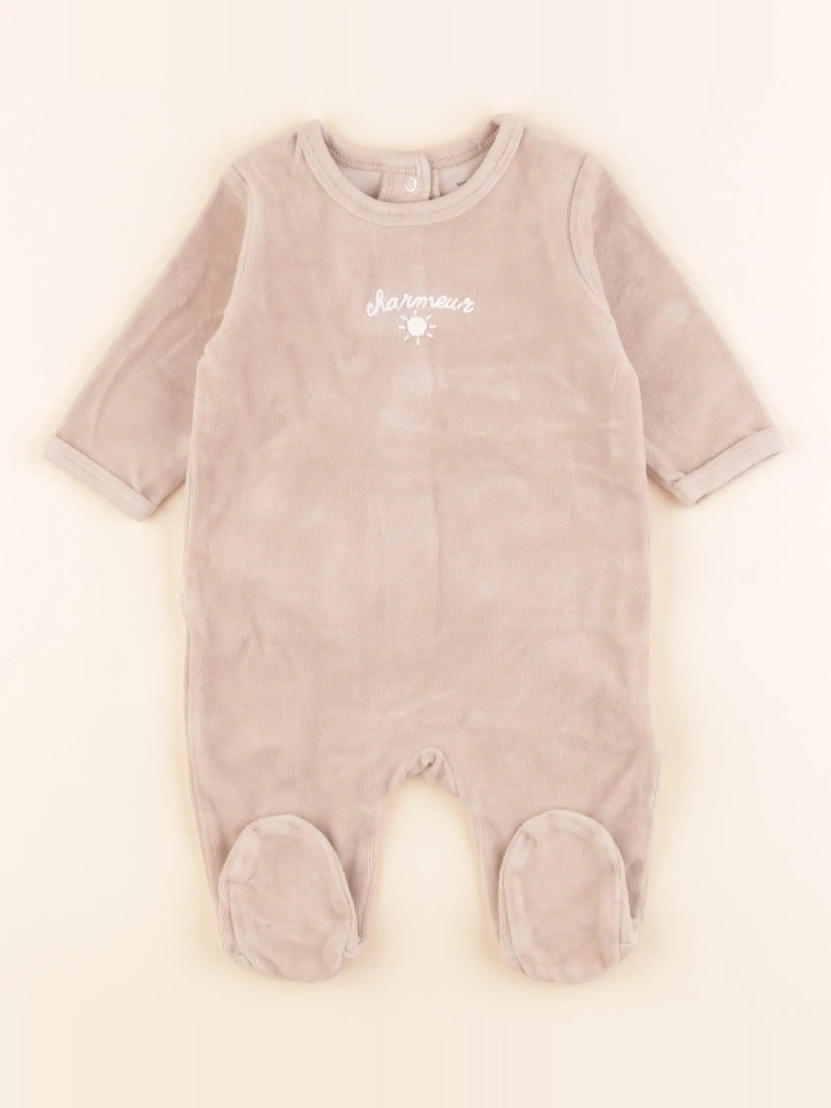 Vertbaudet - pyjama velours marron - 3 mois