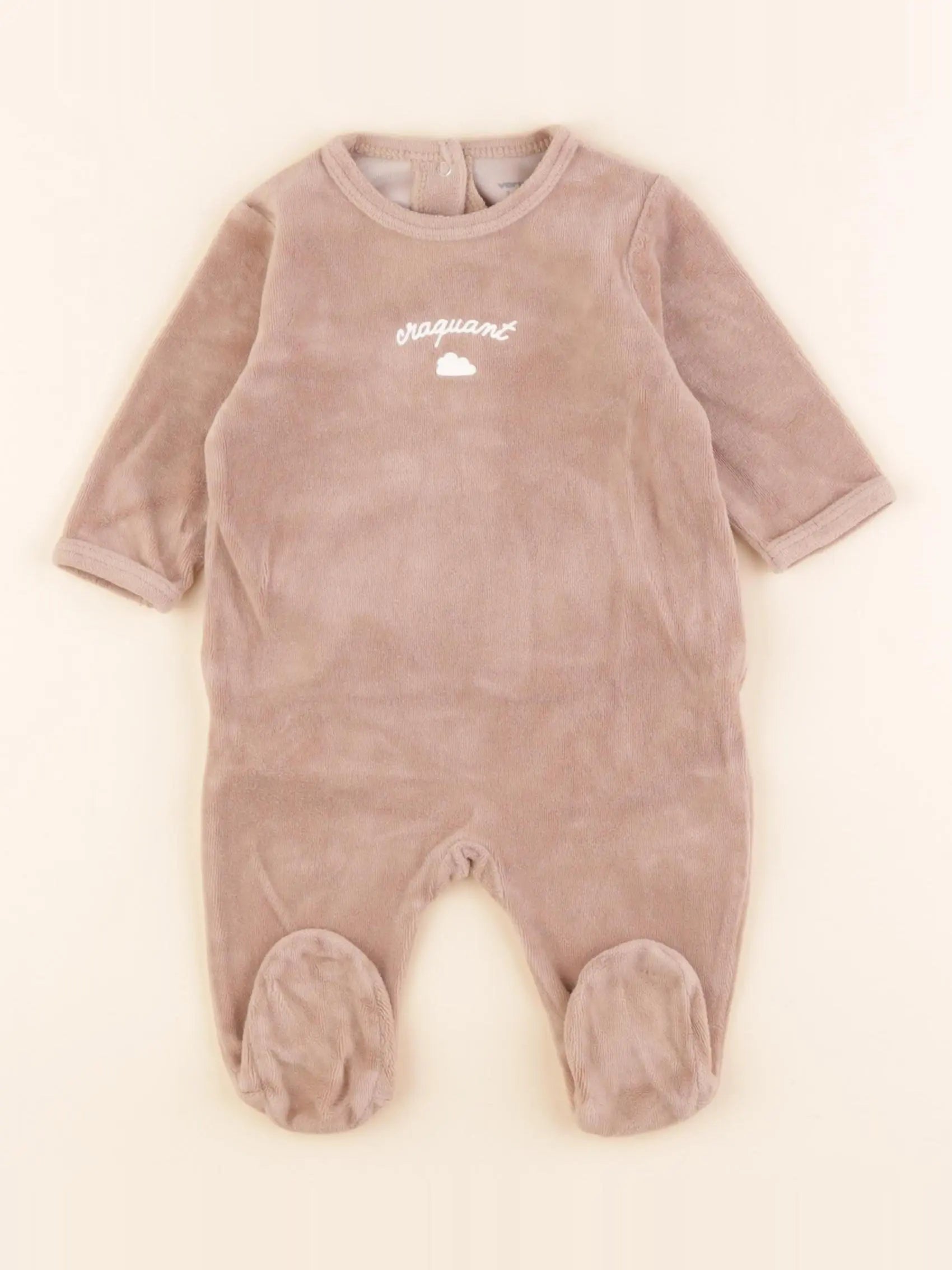 Vertbaudet - pyjama velours marron - 3 mois