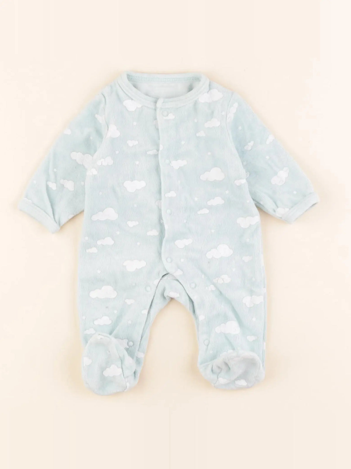 Vertbaudet - pyjama velours bleu - 0 mois