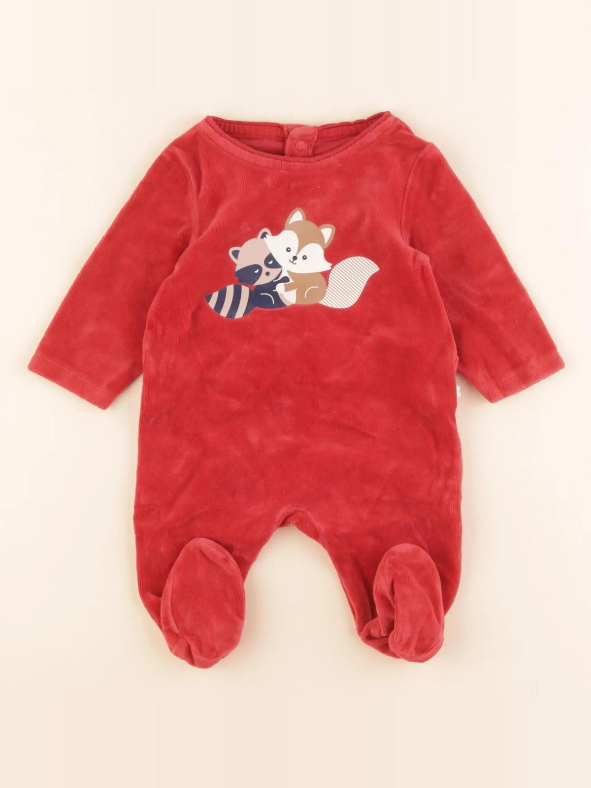 Obaïbi - pyjama velours rouge - 3 mois