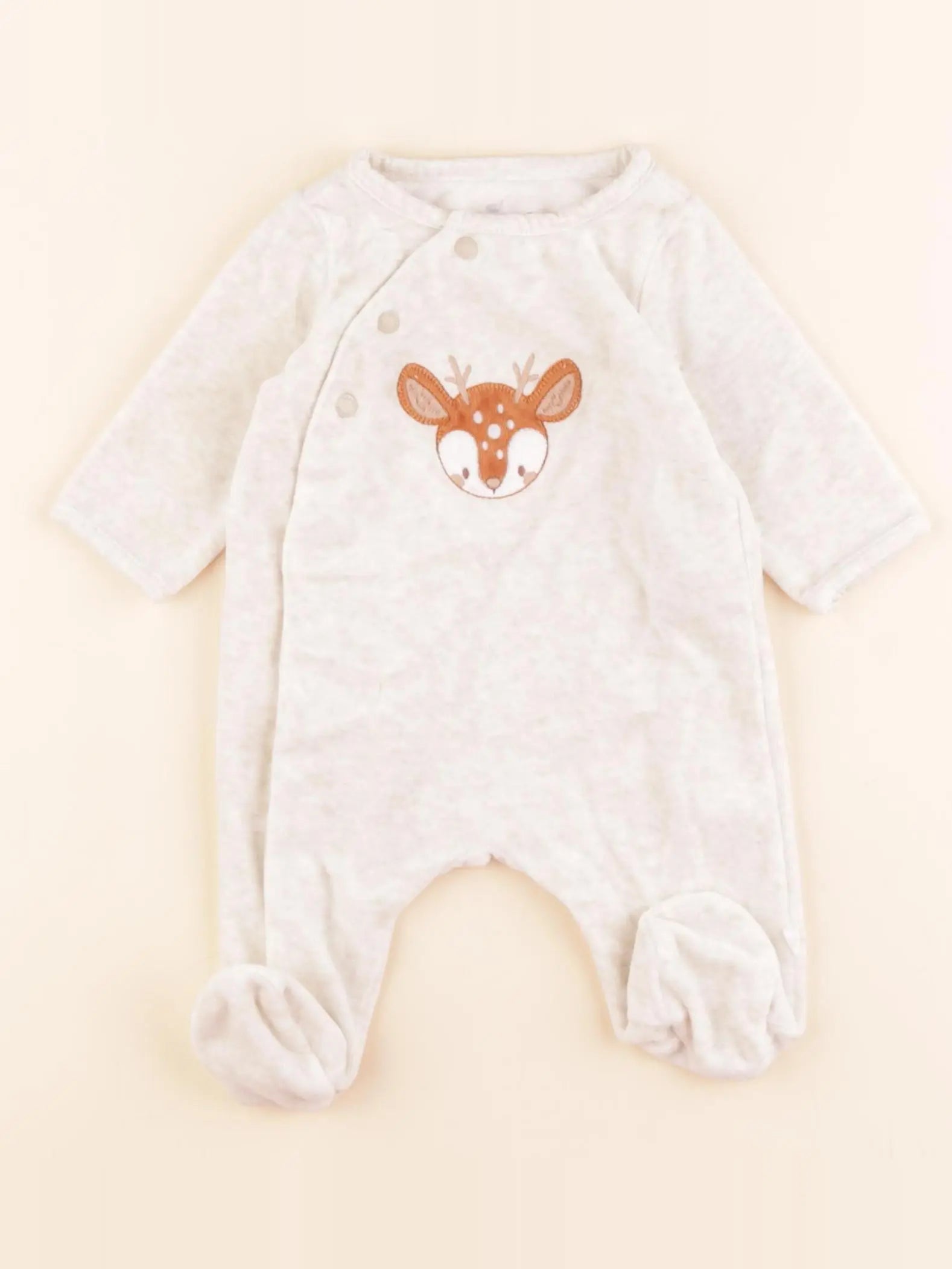 Sergent Major - pyjama velours beige - 1 mois