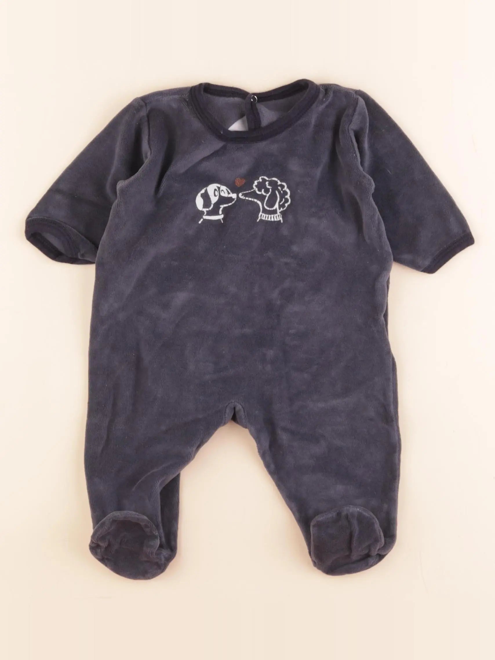 Petit Bateau - pyjama velours bleu - 3 mois
