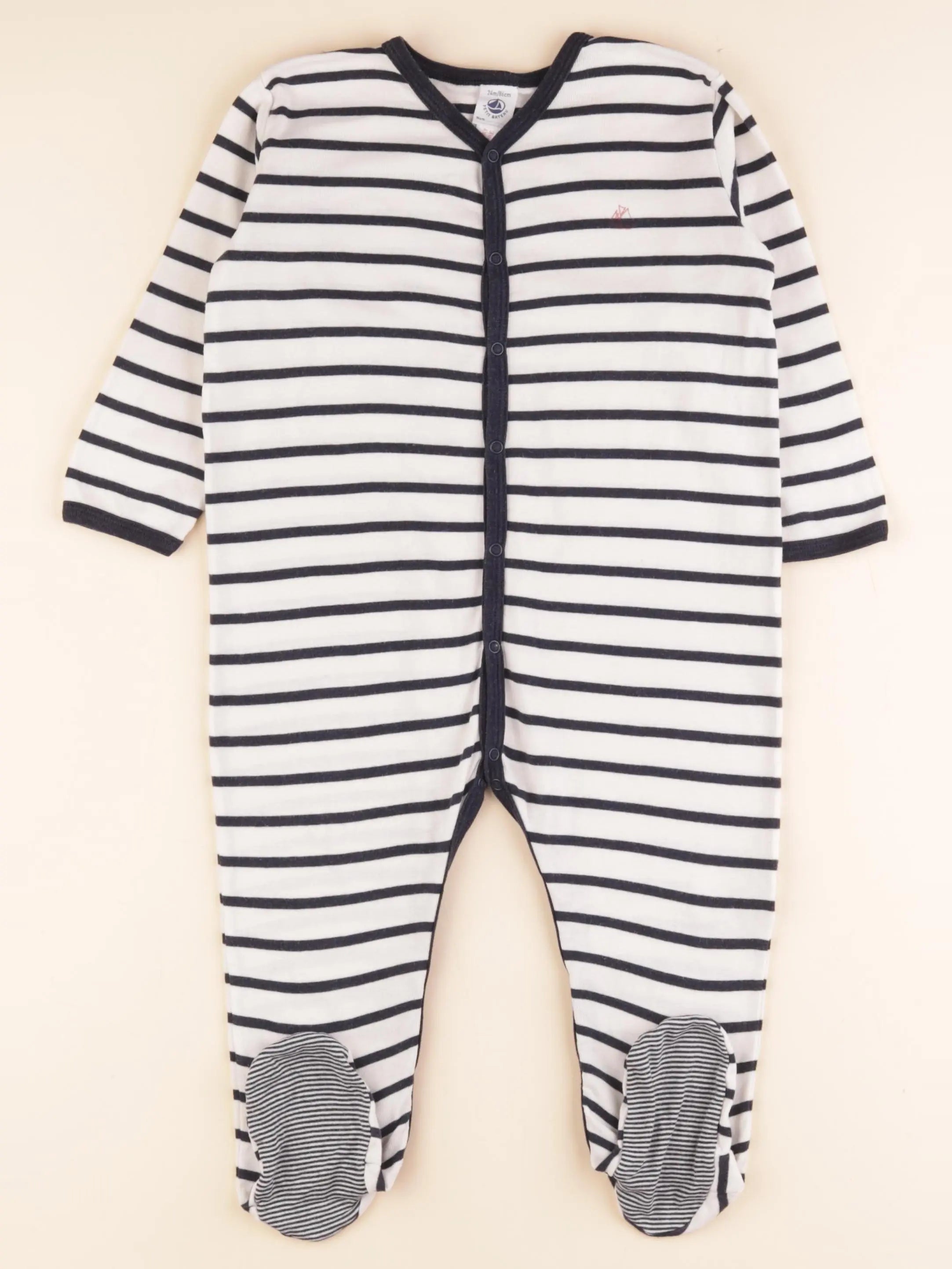 Pyjama coton bleu, blanc