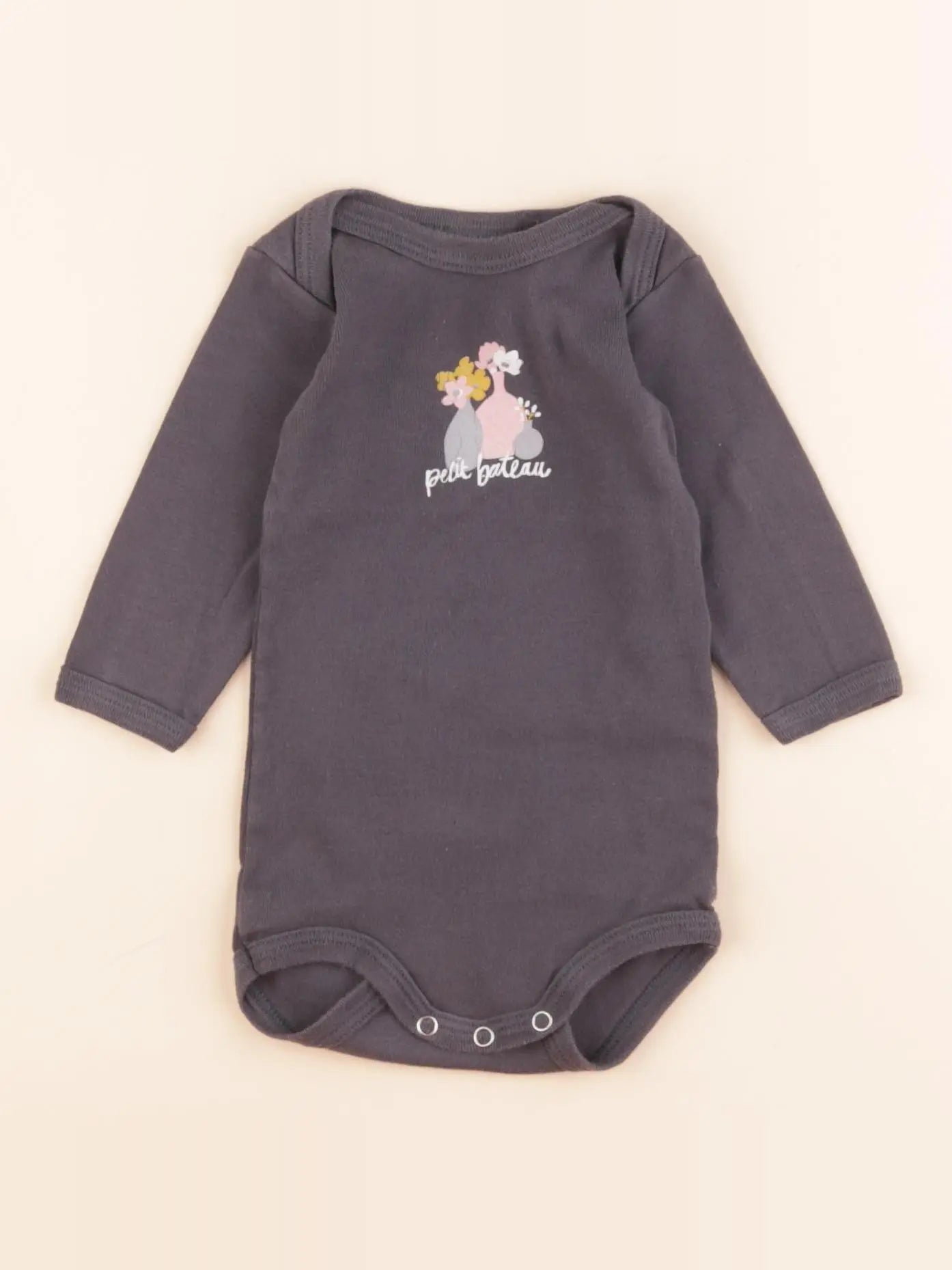 Petit Bateau - body gris - 3 mois