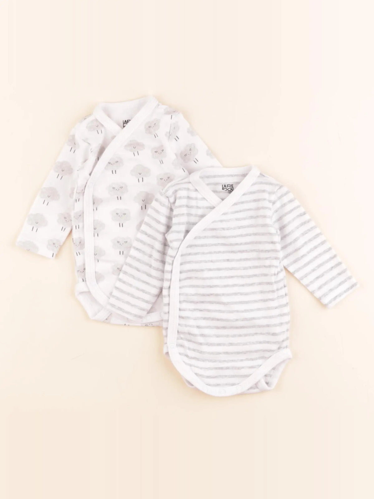 La Redoute - lot de 2 bodies en coton blanc, gris - 1 mois