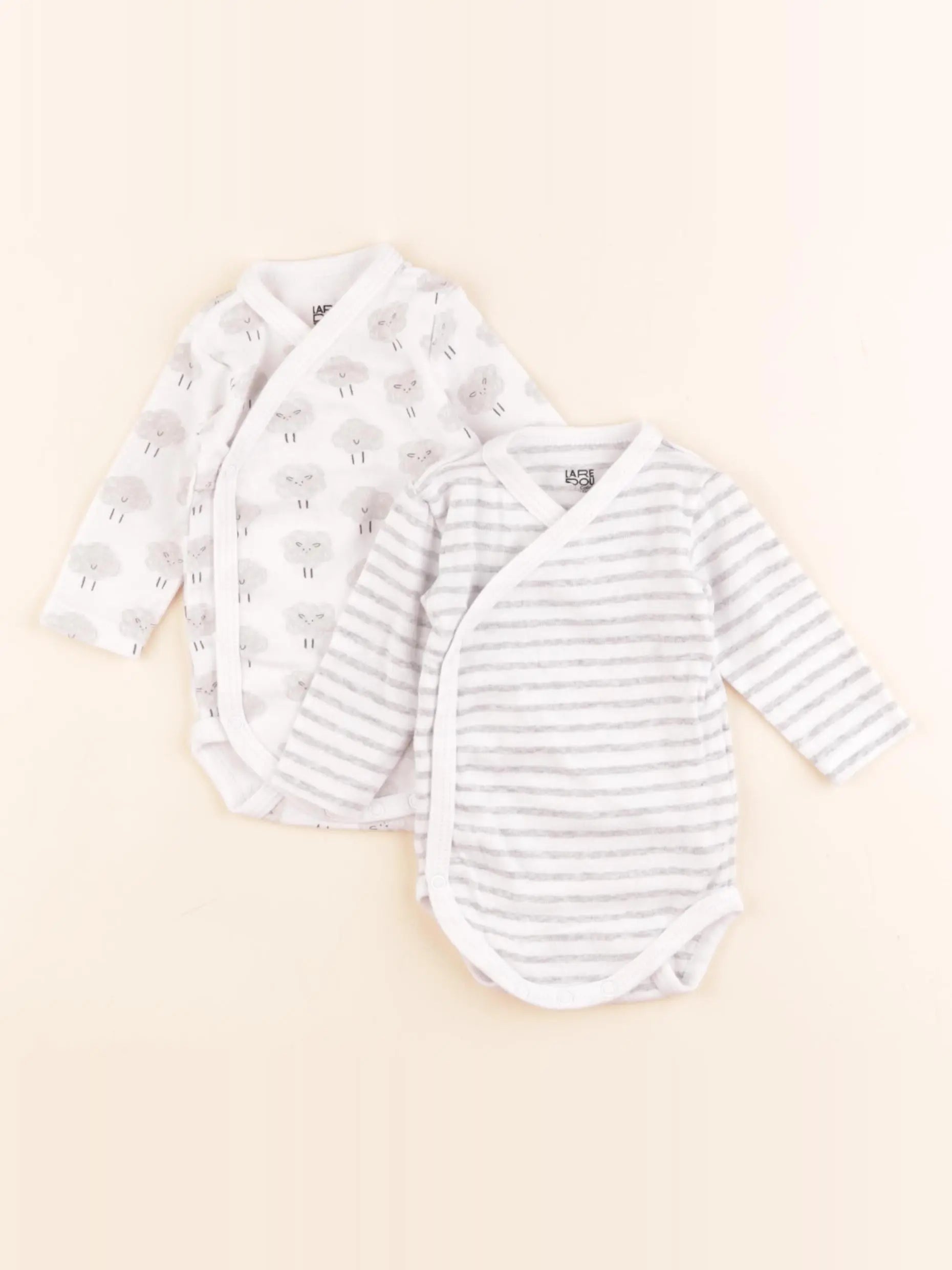 La Redoute - lot de 2 bodies en coton blanc, gris - 1 mois