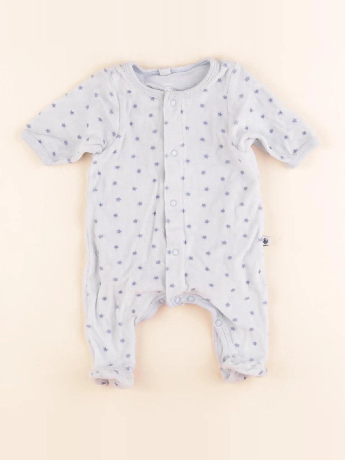 Petit Bateau - pyjama velours bleu - 0 mois