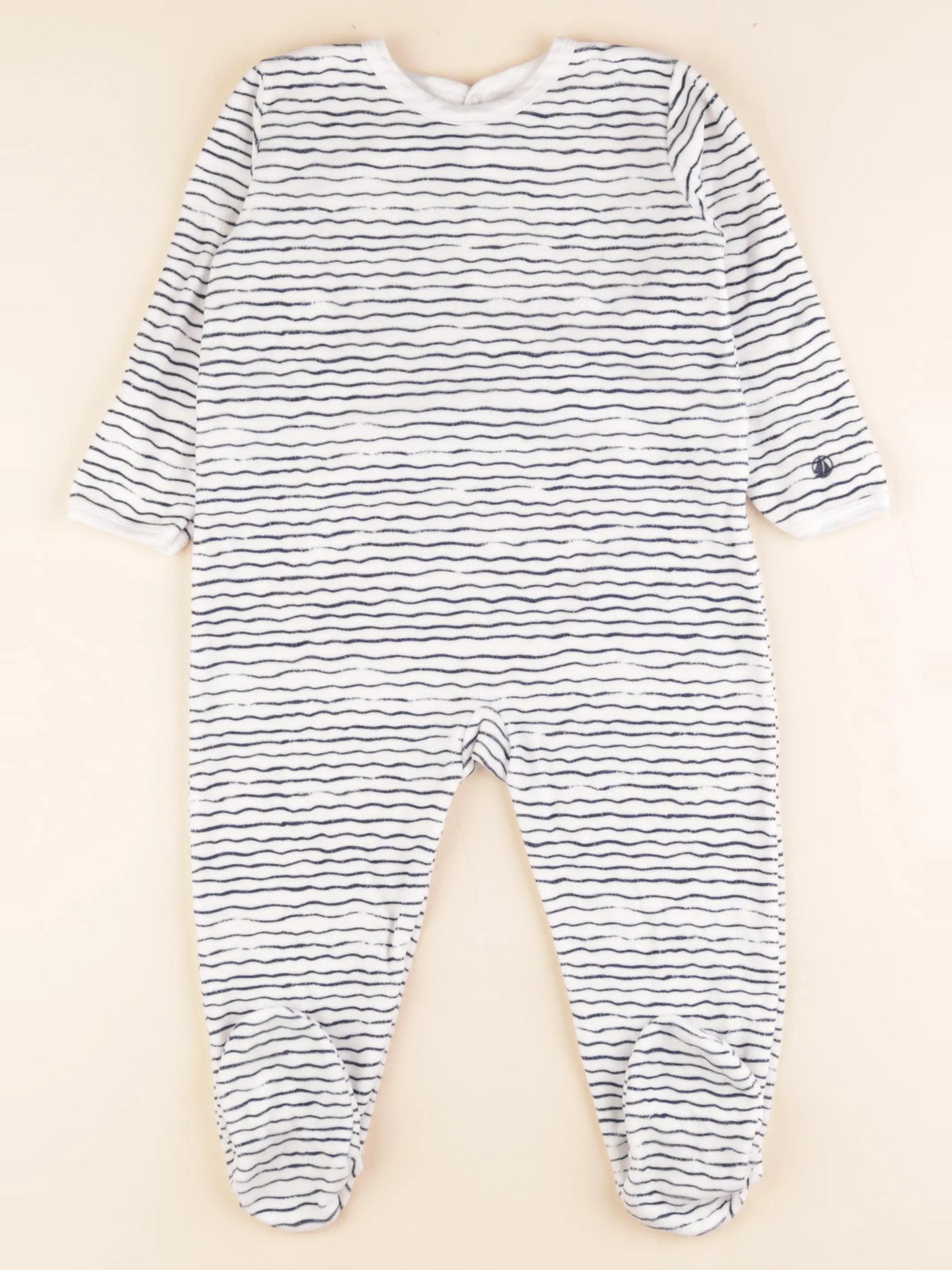 Pyjama velours blanc, bleu
