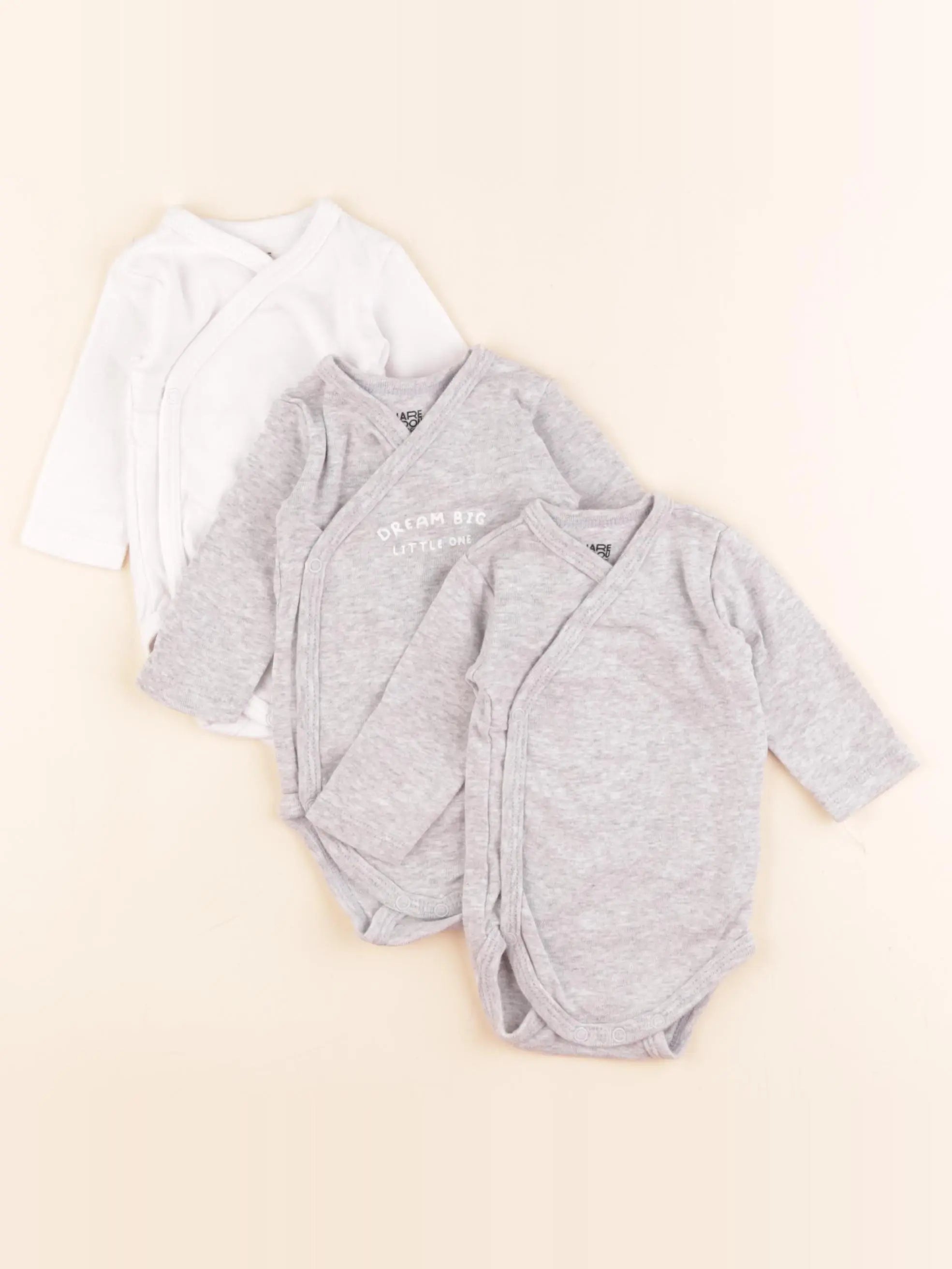 La Redoute - lot de 3 bodies en coton gris - 1 mois