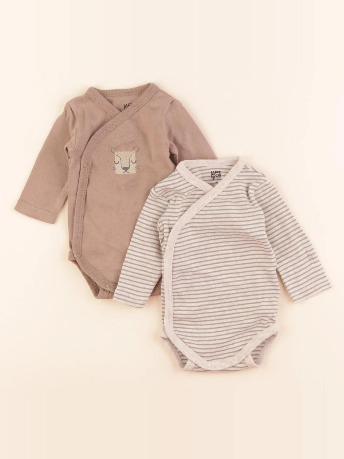 La Redoute - lot de 2 bodies en coton marron, vert - 1 mois