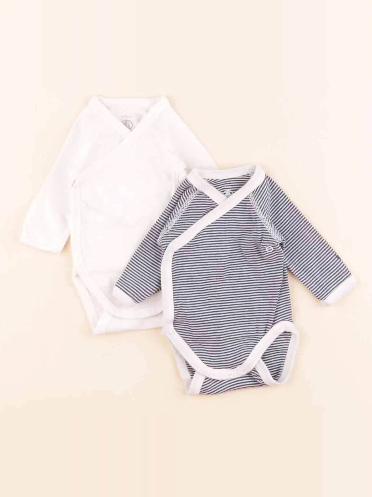 Petit Bateau - lot de 2 bodies en coton bleu, blanc - 1 mois