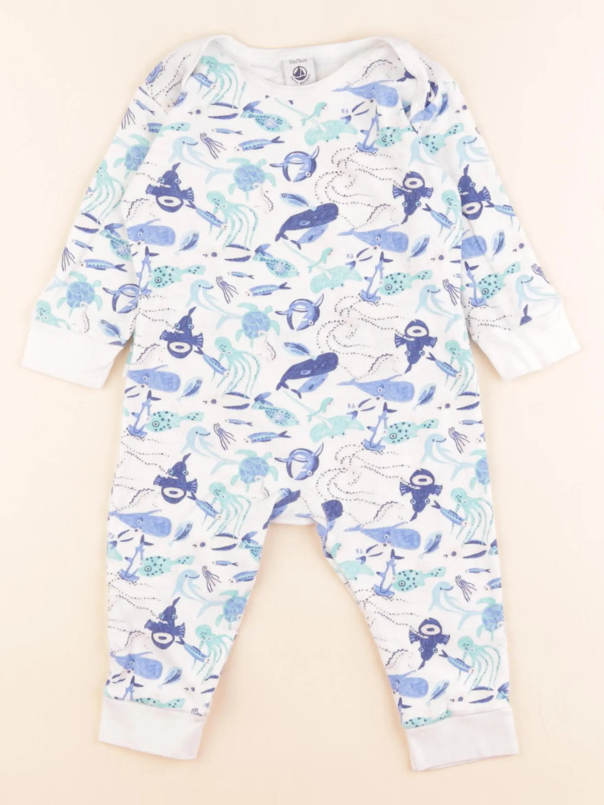 Petit Bateau - pyjama coton bleu - 12 mois