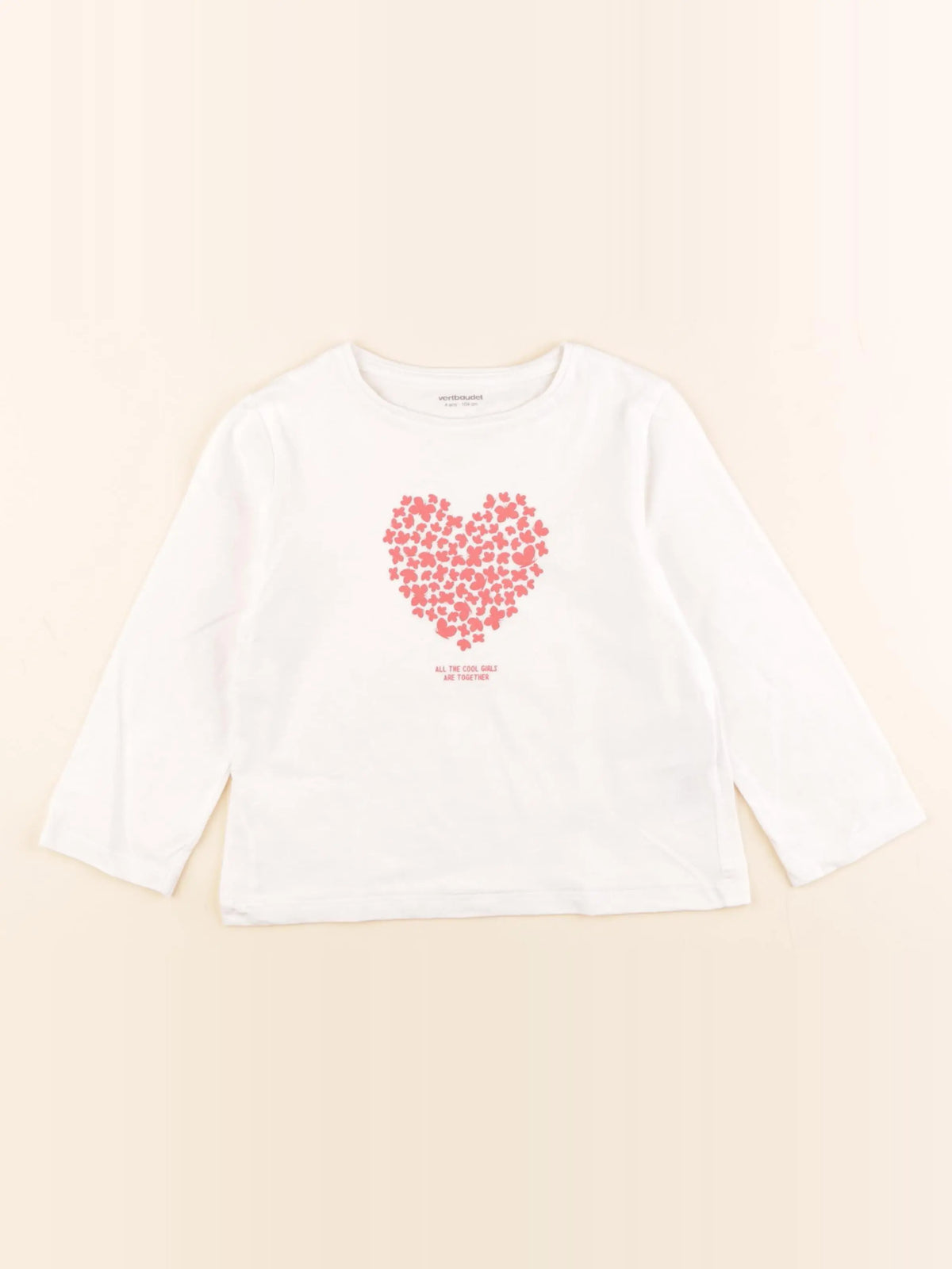 Vertbaudet - tee-shirt rouge, blanc - 4 ans