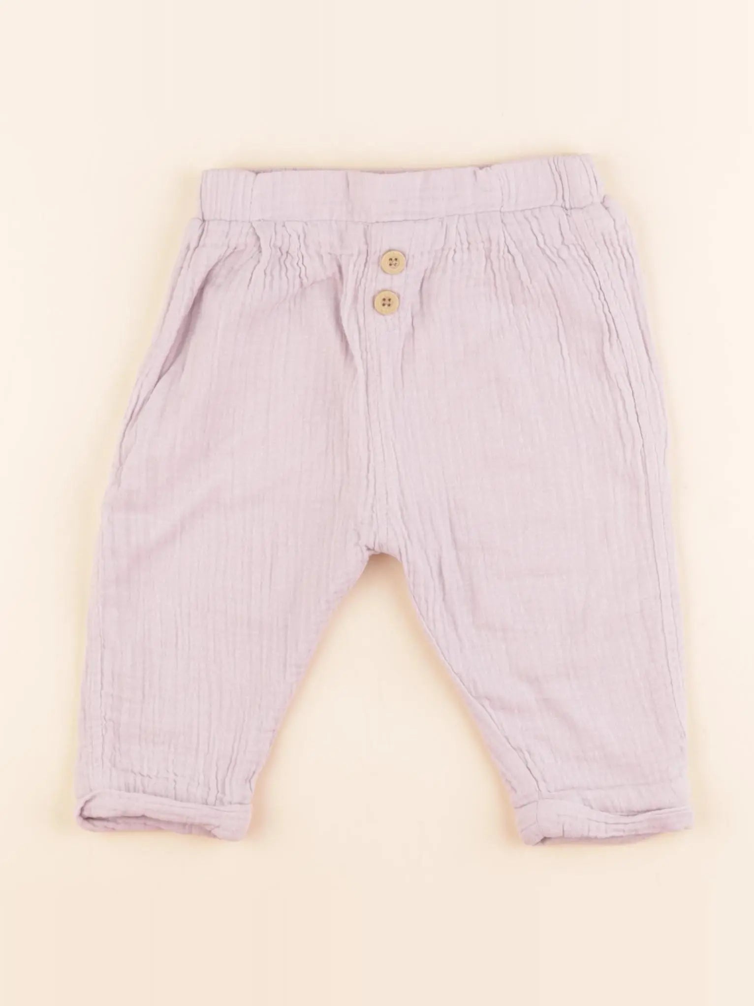 Vertbaudet - pantalon doublé violet - 12 mois