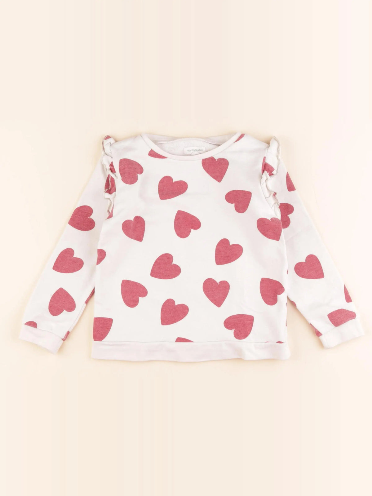 Vertbaudet - sweat blanc, rouge - 4 ans