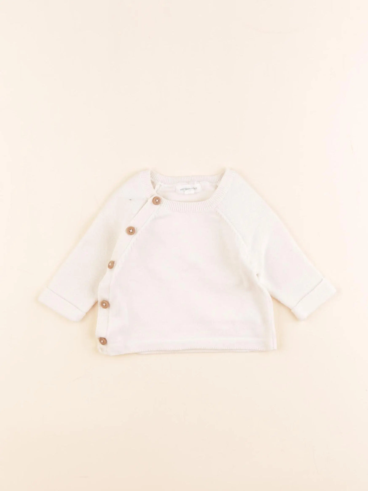 Vertbaudet - pull beige - 1 mois