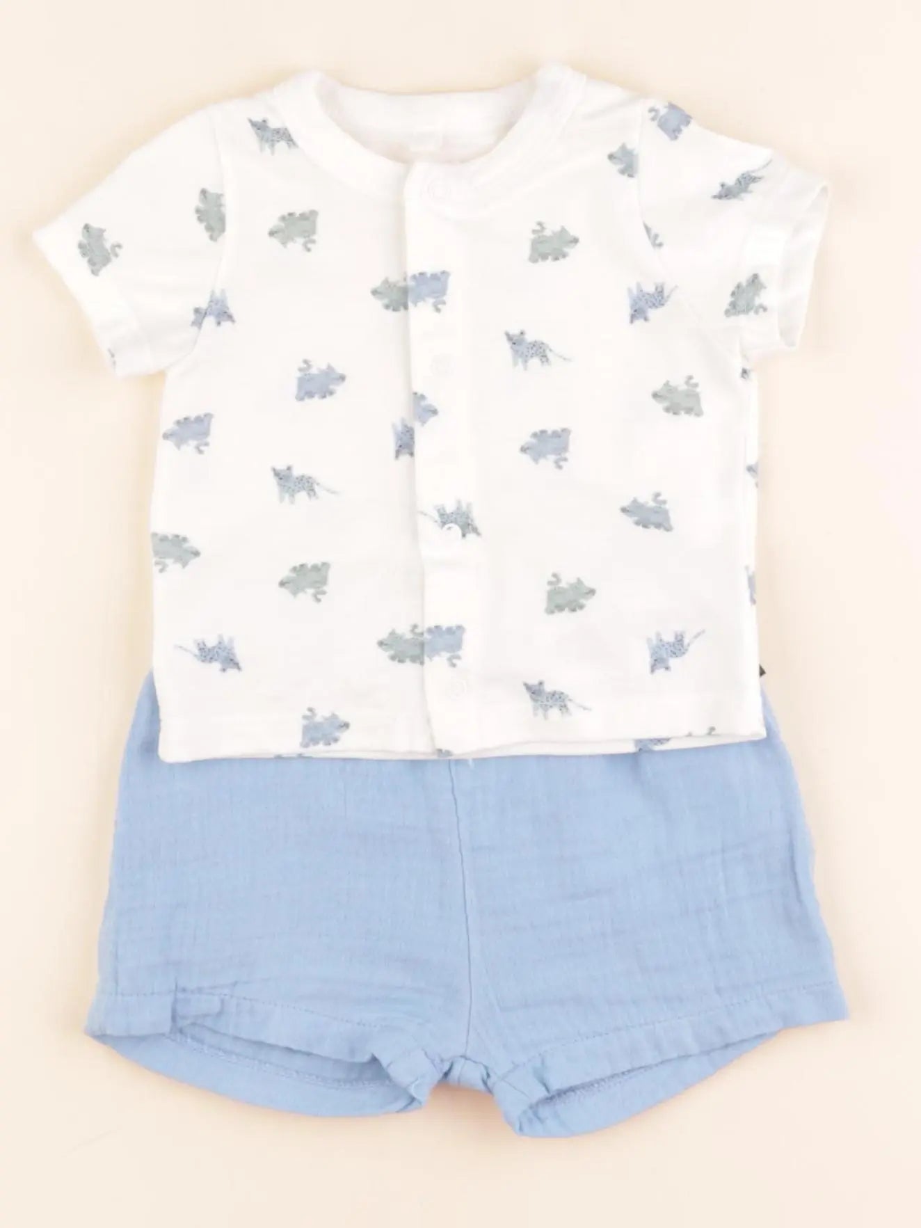 Petit Bateau - ensemble bleu, blanc - 6 mois