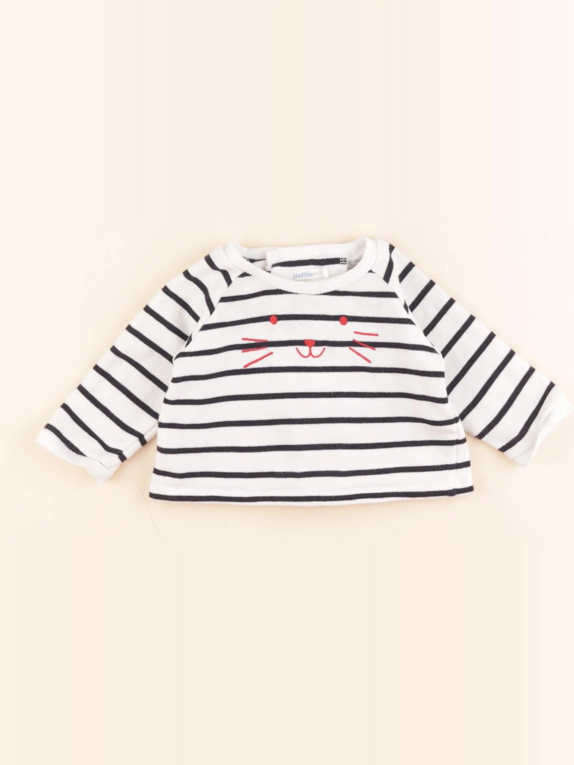Boutchou - sweat blanc, bleu - 3 mois