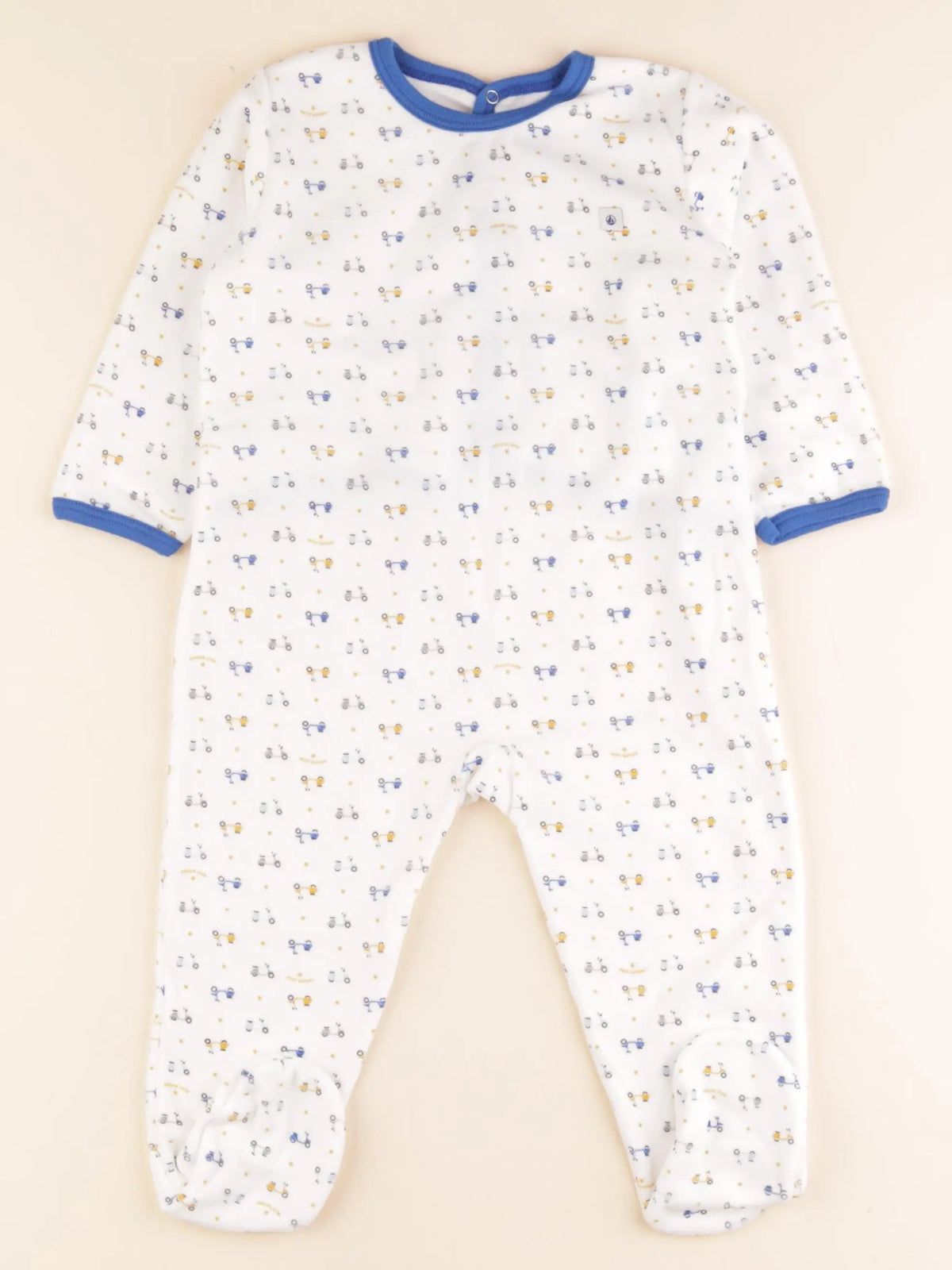 Pyjama velours blanc, bleu