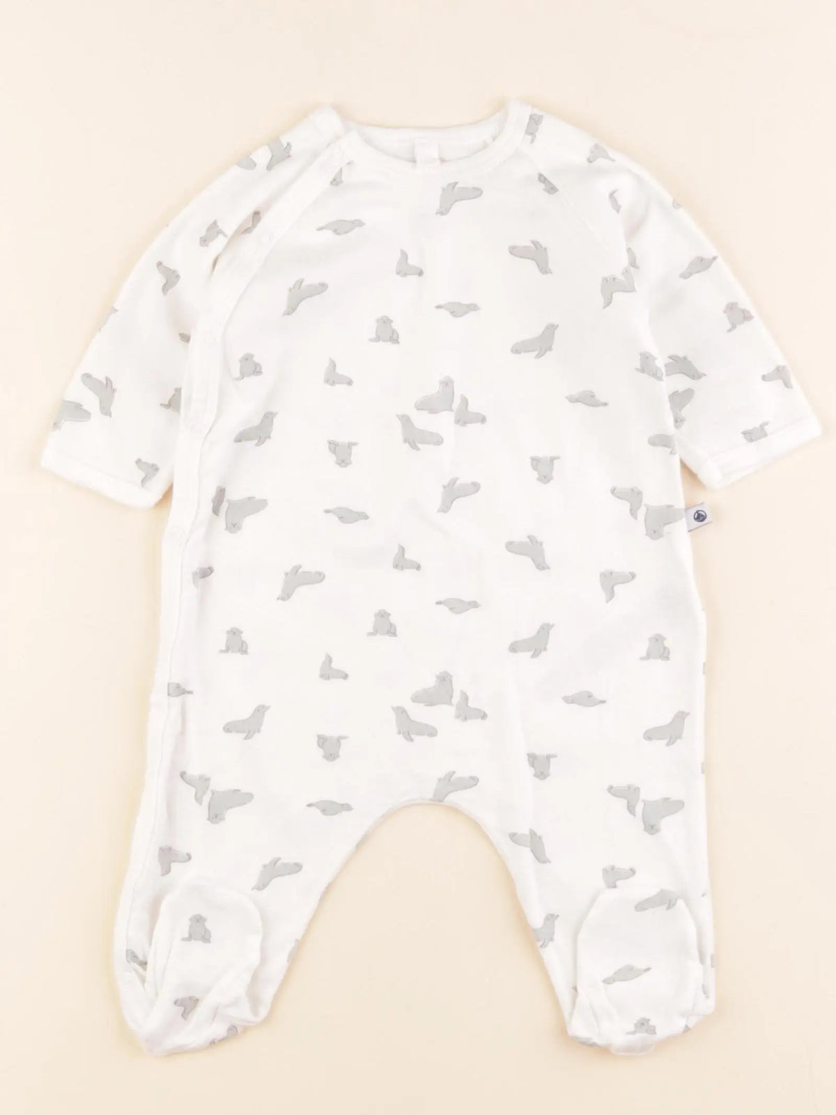 Pyjama coton gris, blanc
