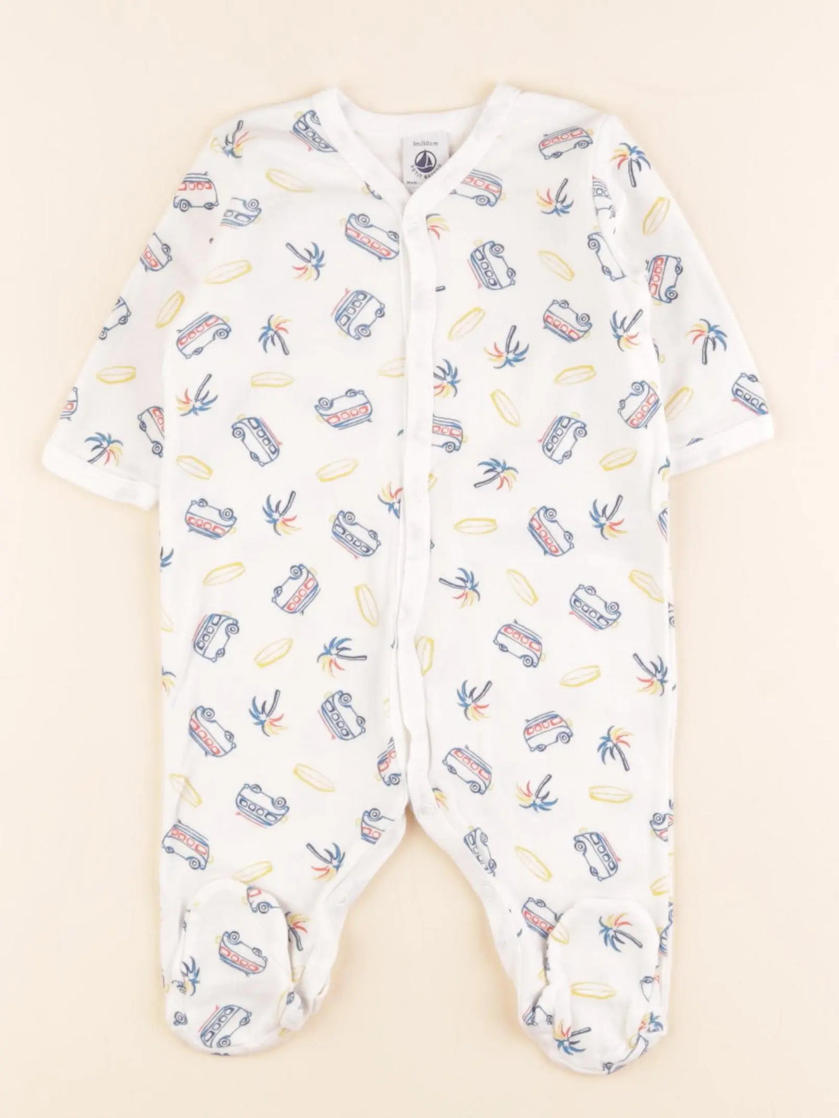 Pyjama coton blanc, multicolore