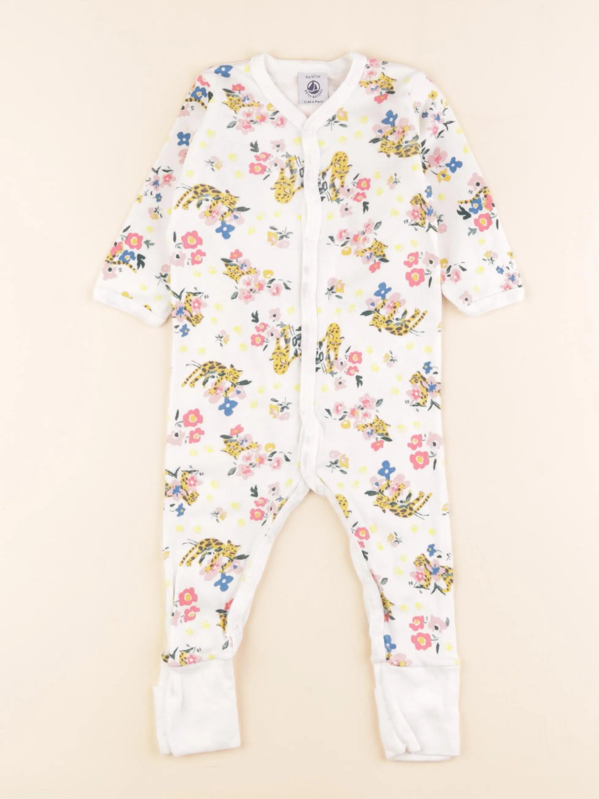 Pyjama coton blanc, multicolore