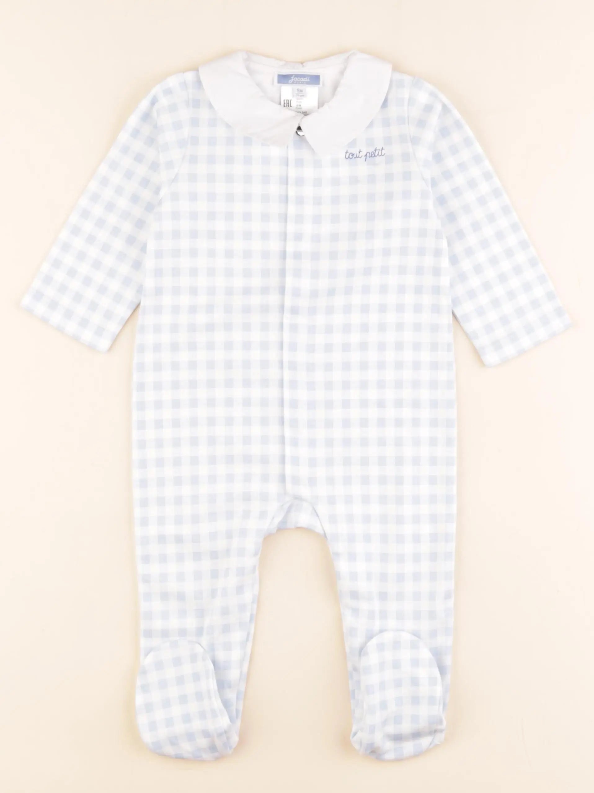 Jacadi - pyjama coton blanc, bleu - 9 mois