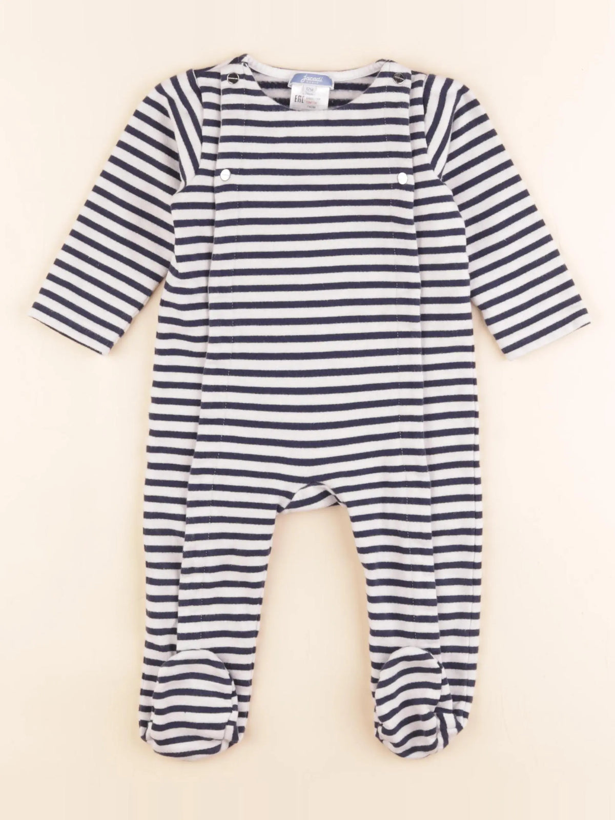 Jacadi - pyjama coton blanc, bleu - 12 mois