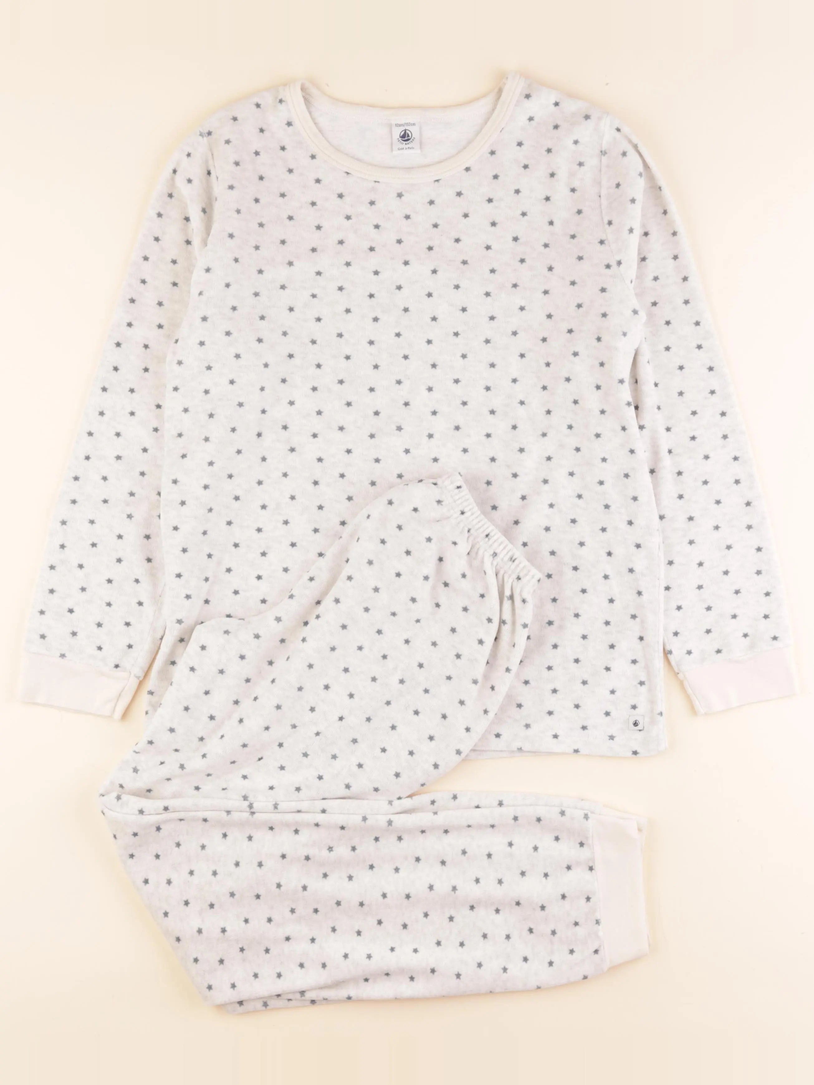 Pyjama velours gris, bleu