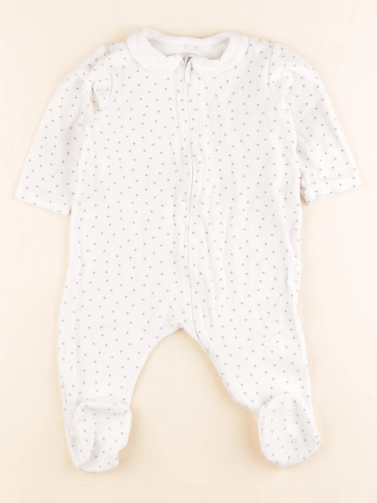 Pyjama velours blanc, gris