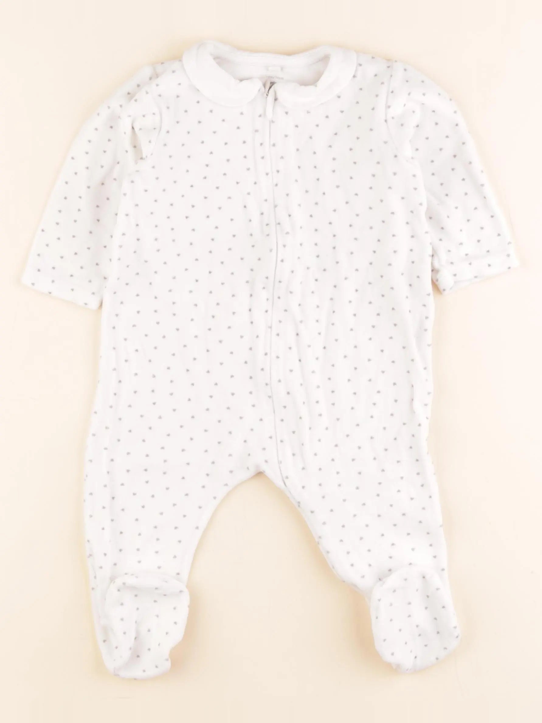 Pyjama velours blanc, gris